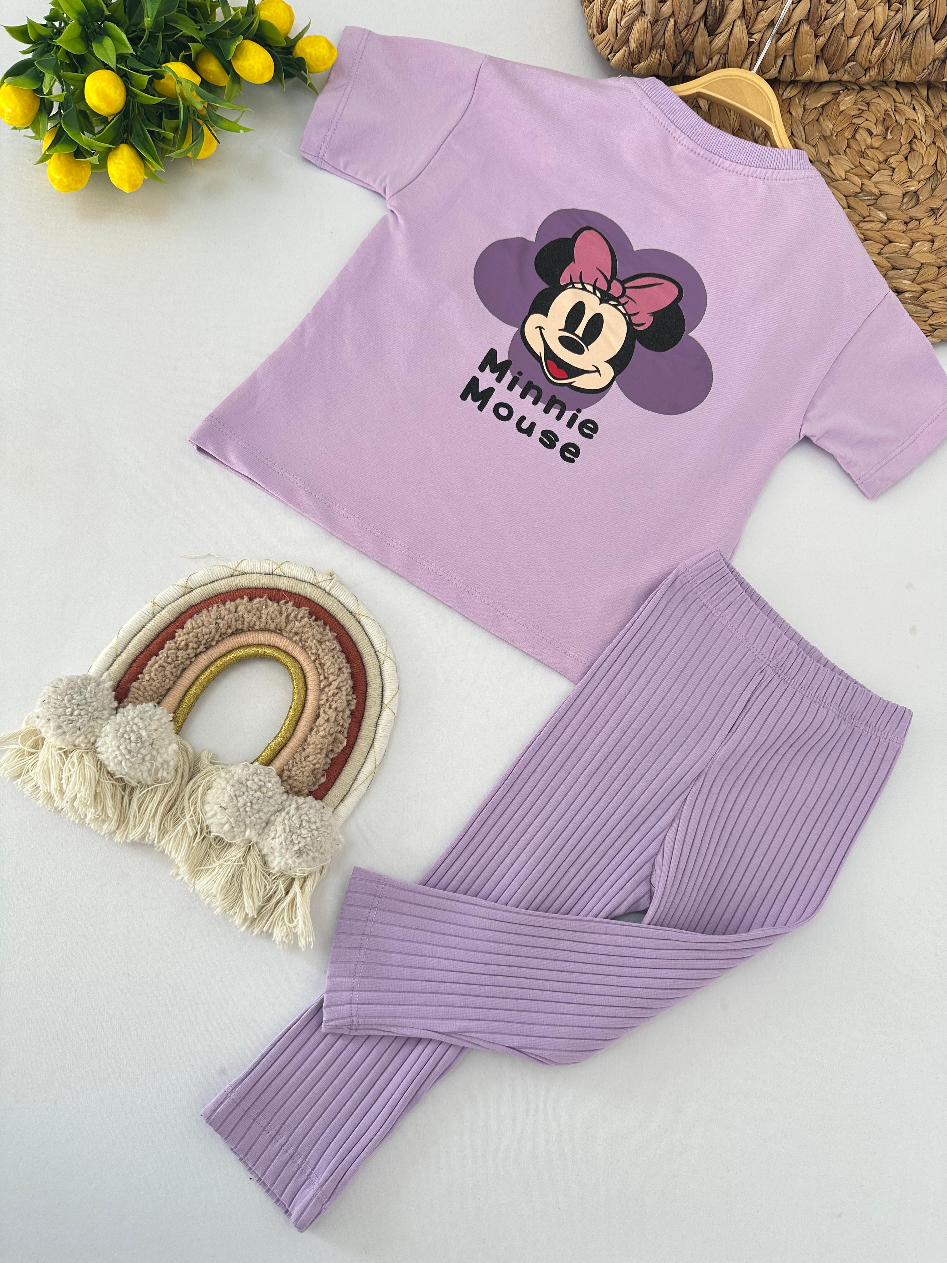 Kız Çocuk Lila Taytlı Minnie Takım