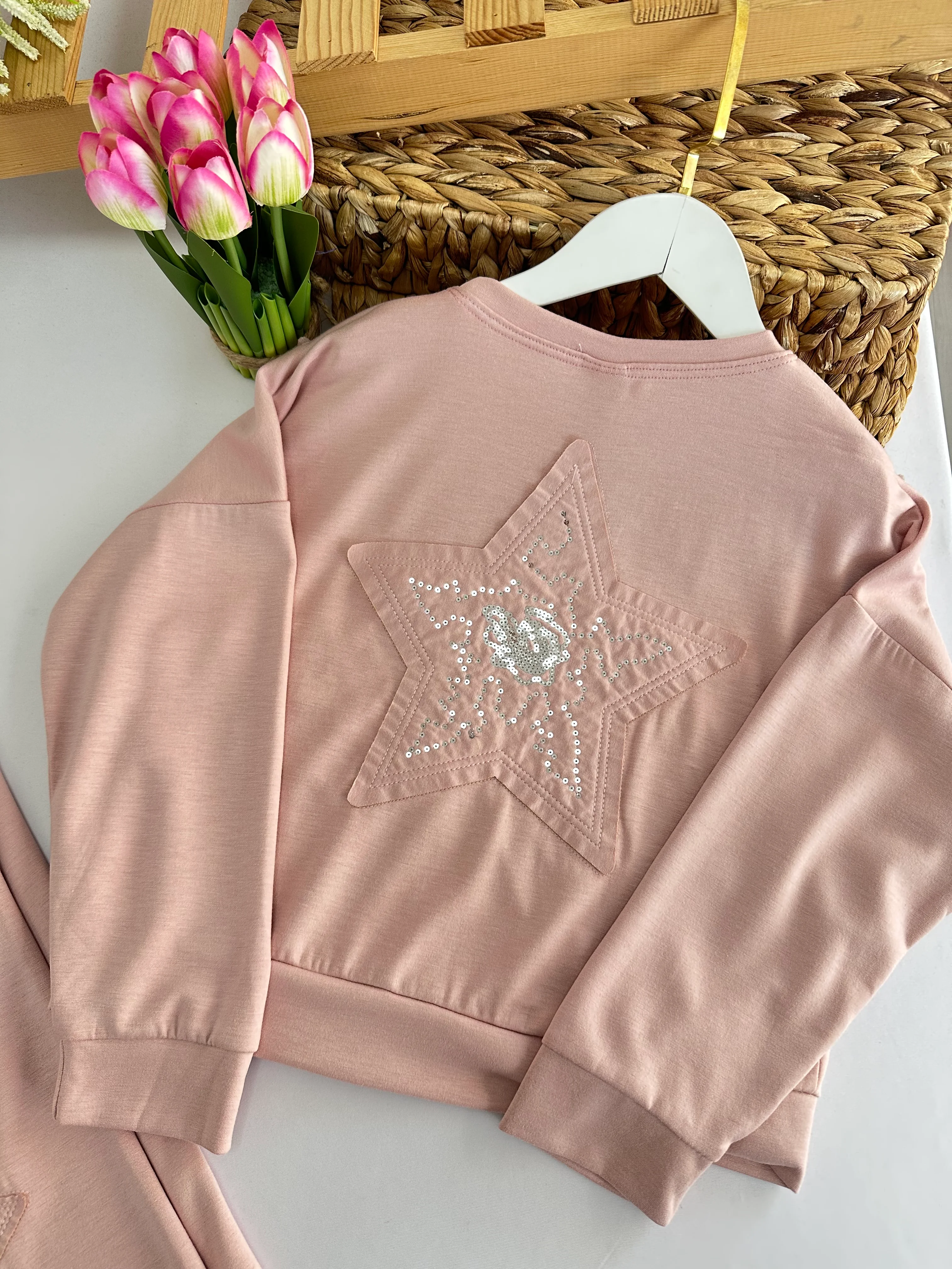 Kız Çocuk Pembe Oysho Kumaş Yıldızlı Takım