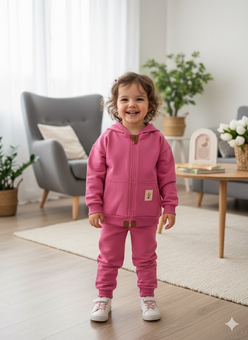 Kız Çocuk Mor Fermuarlı 2’li Takım