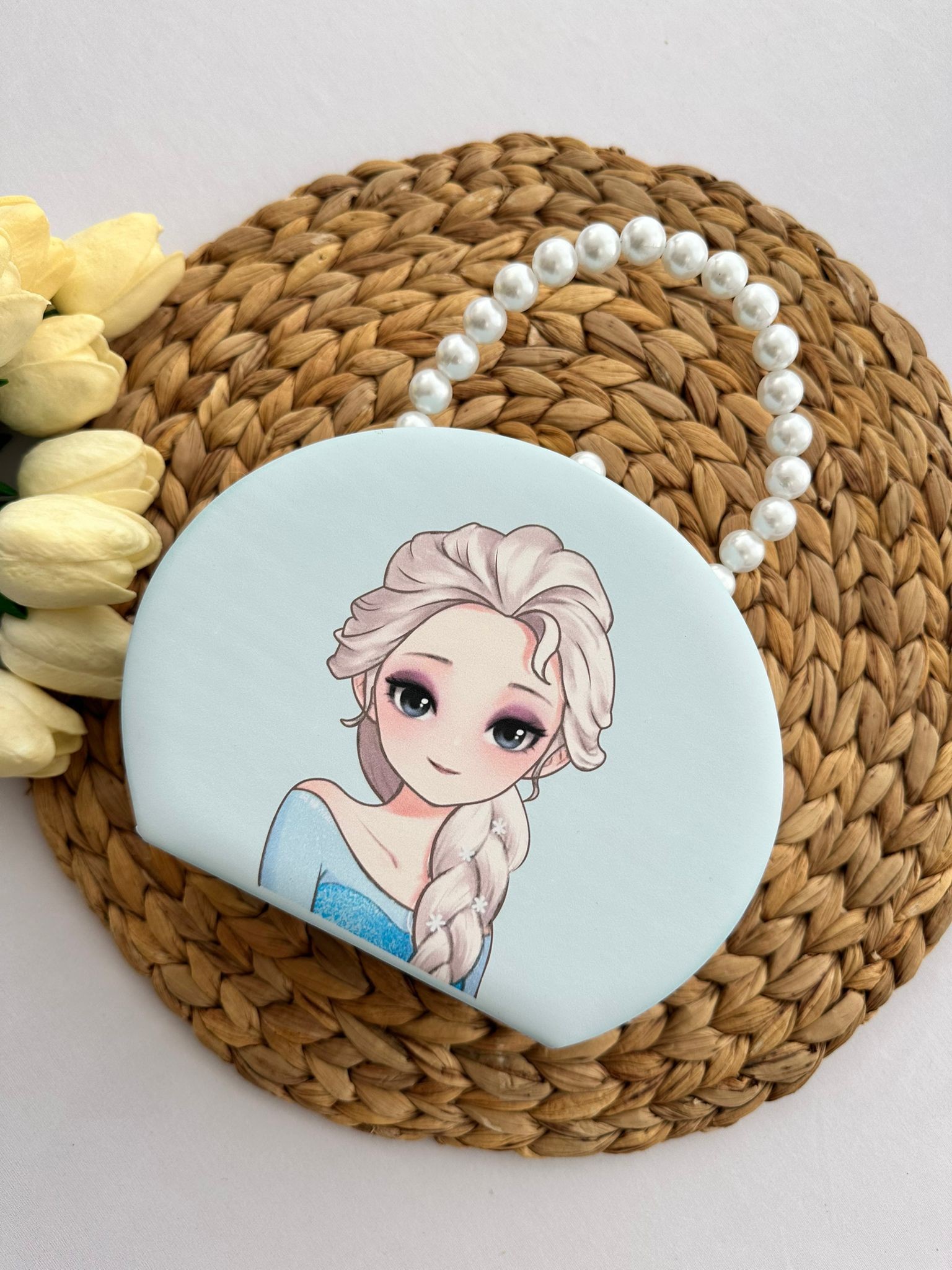 Kız Çocuk Elsa İncili Deri Aynalı Çanta 