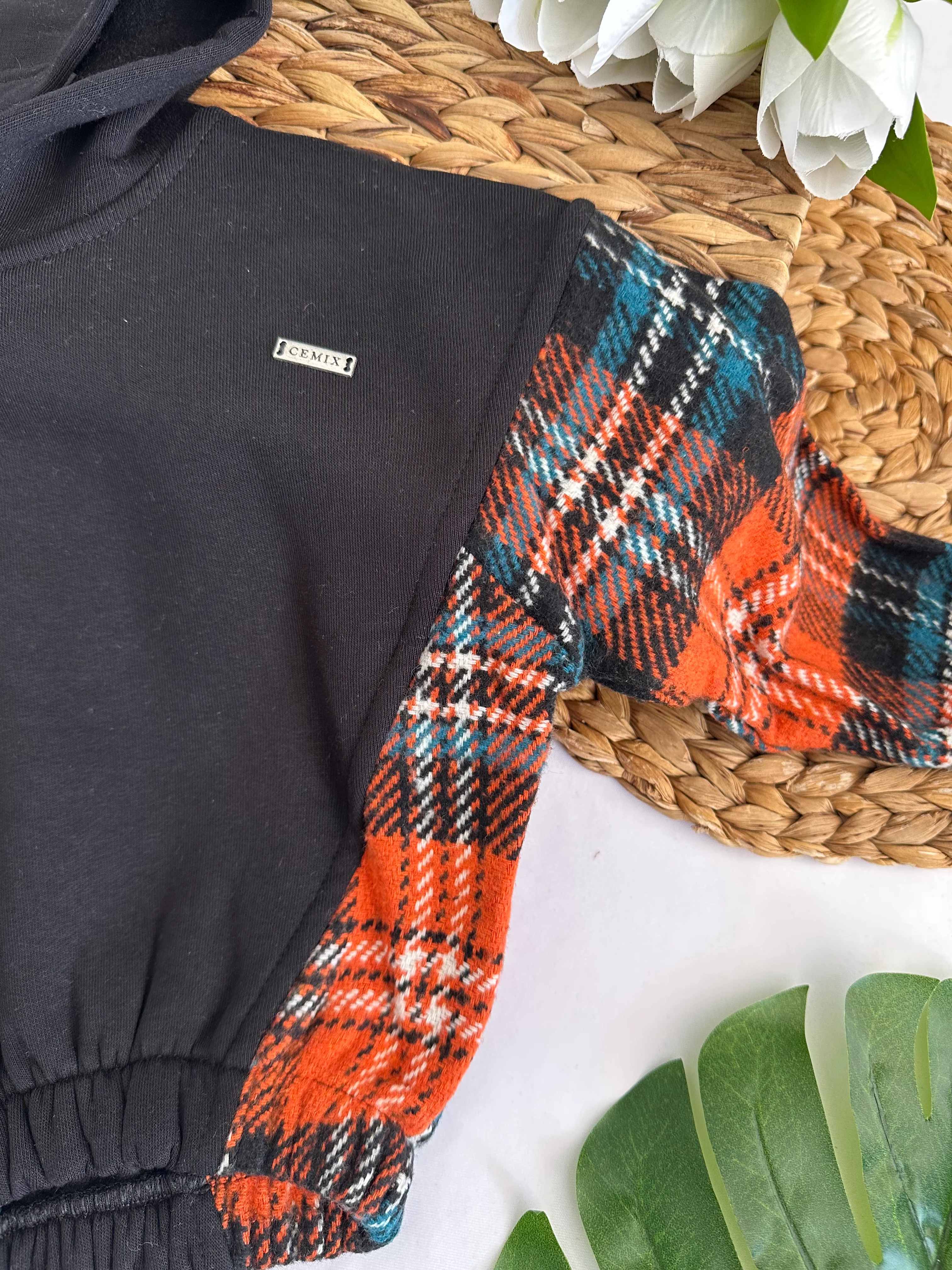 Kız Çocuk Siyah Yanları Ekose Sweat