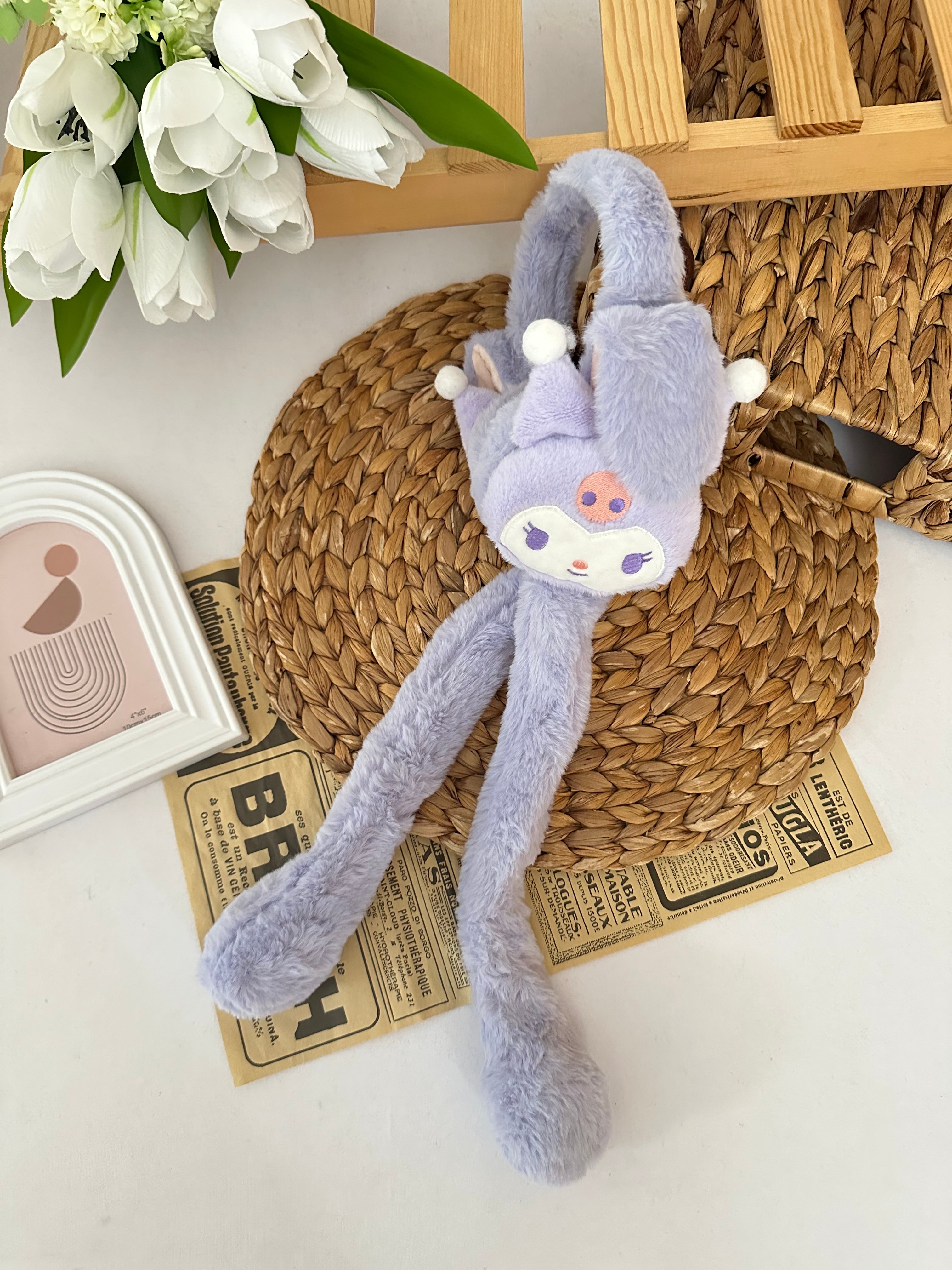 Kız Çocuk Mor Kuromi Hareketli Peluş Kulaklık