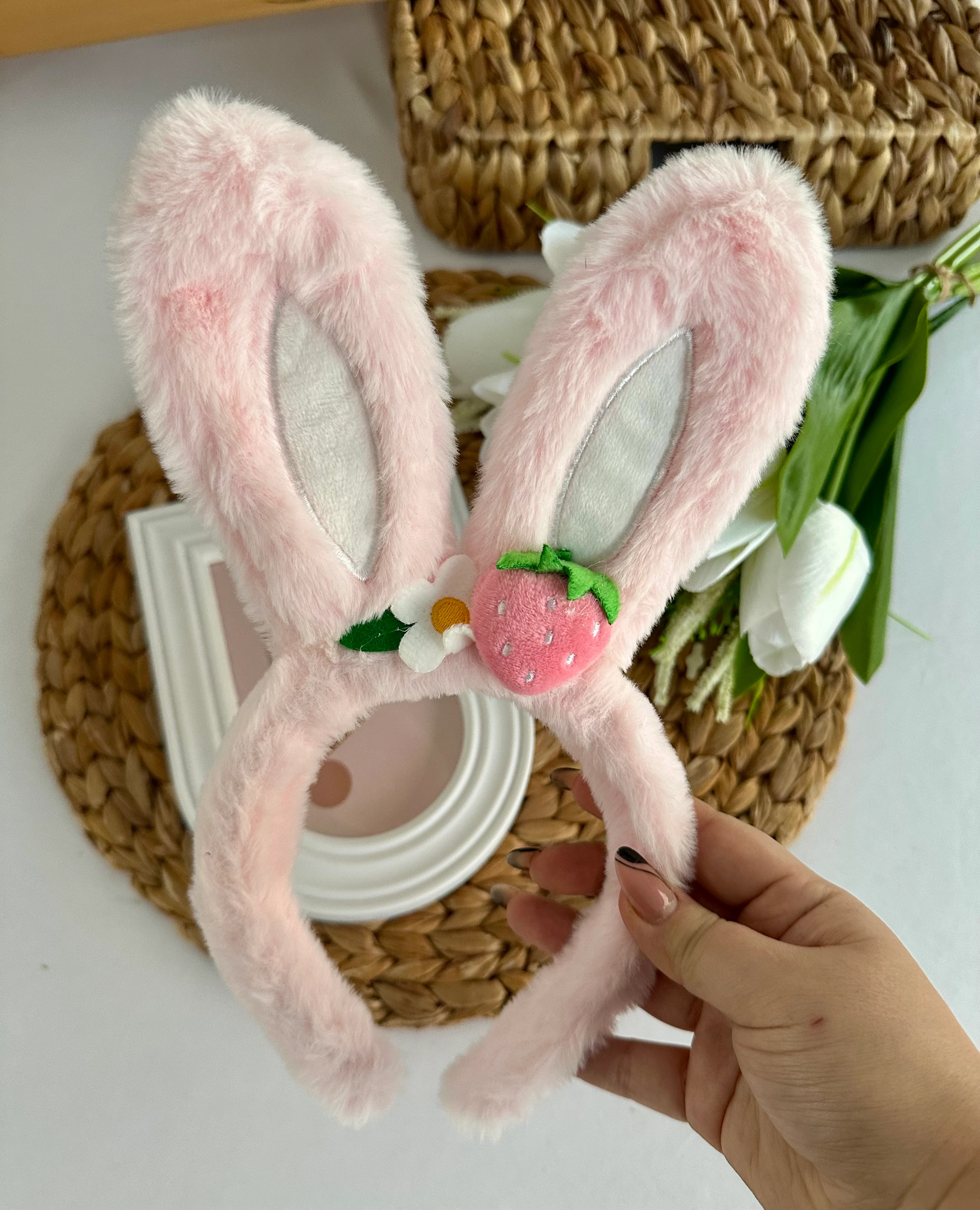 Pembe Çilekli Tavşan Kulak Taç