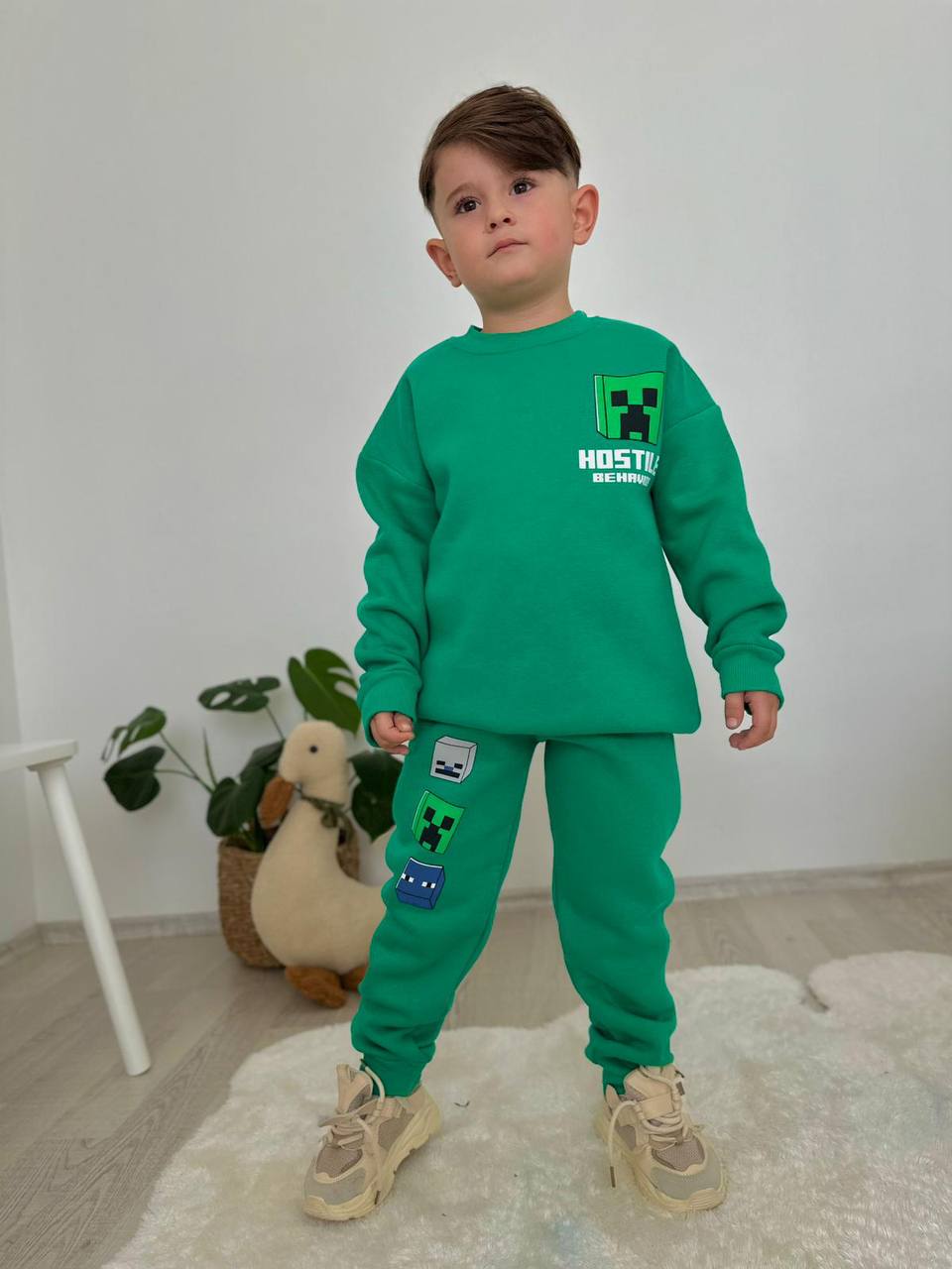 Erkek Çocuk Yeşil Minecraft Takım