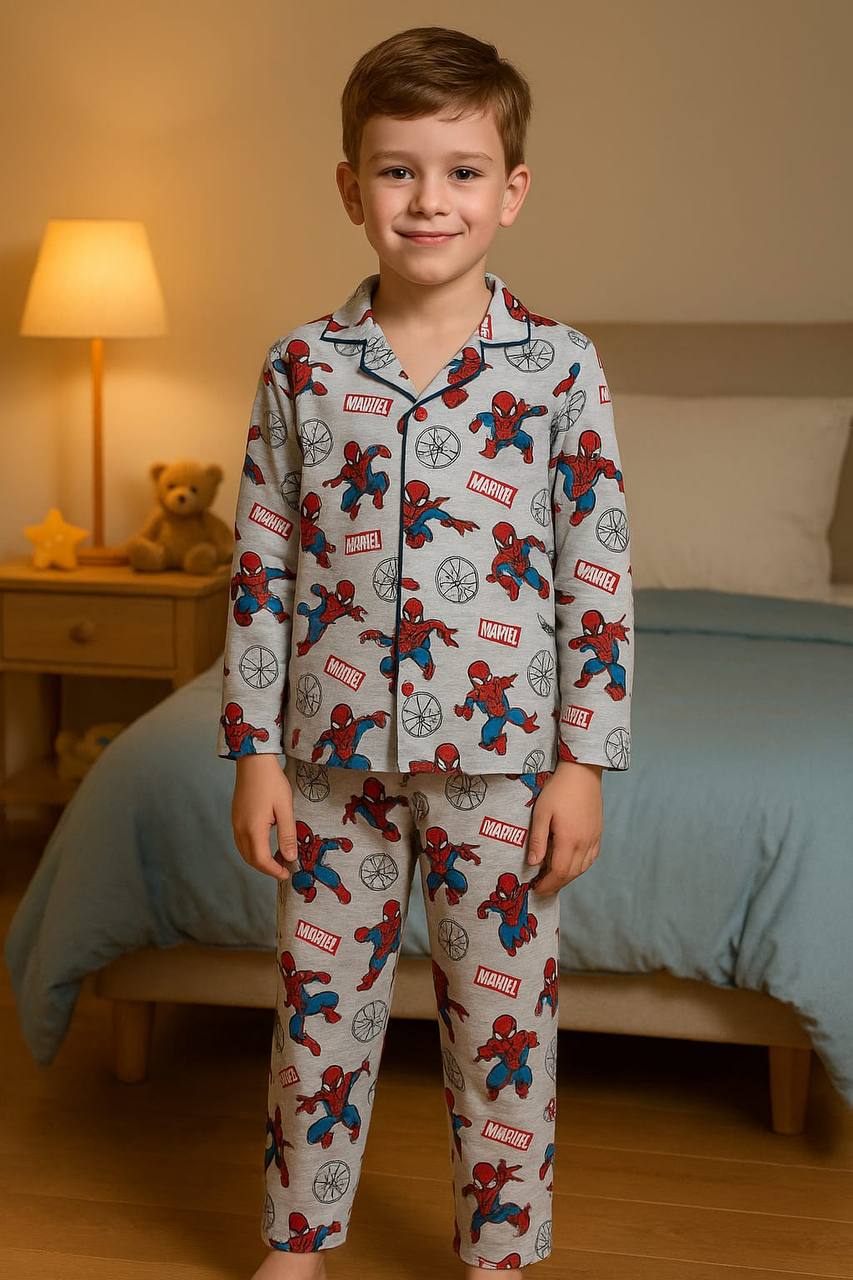 Erkek Çocuk Gri Spiderman Marvel Pijama Takımı