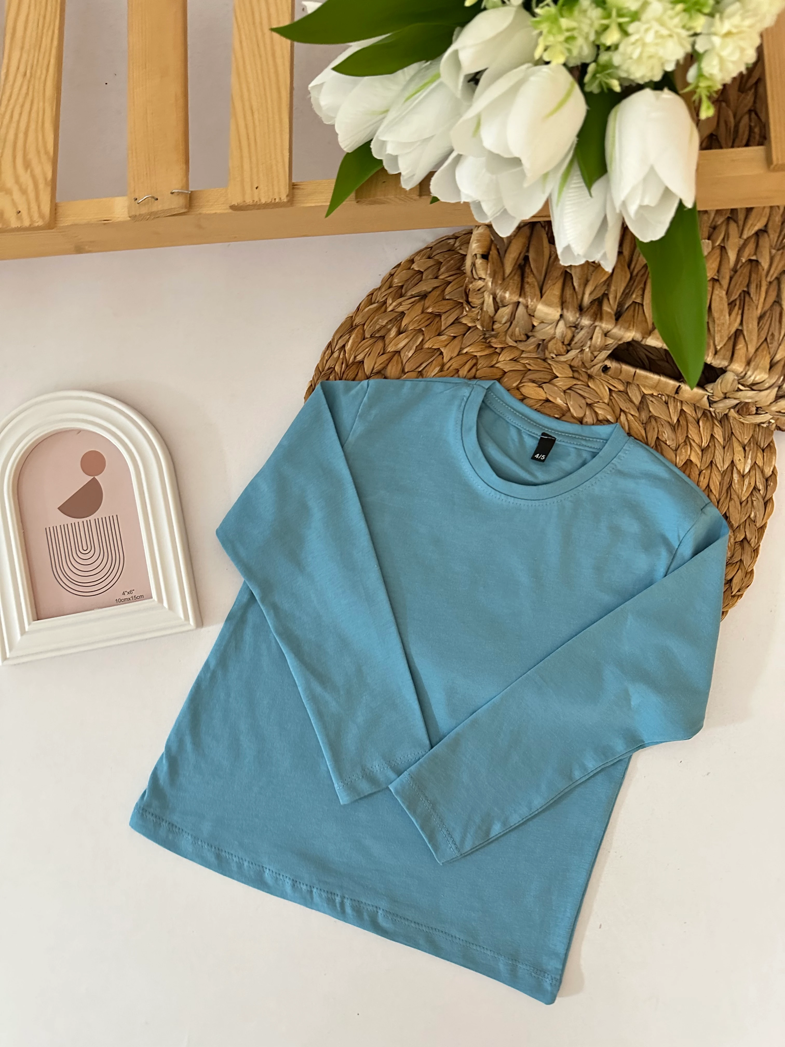 Mavi Penye Uzun Kollu Badi