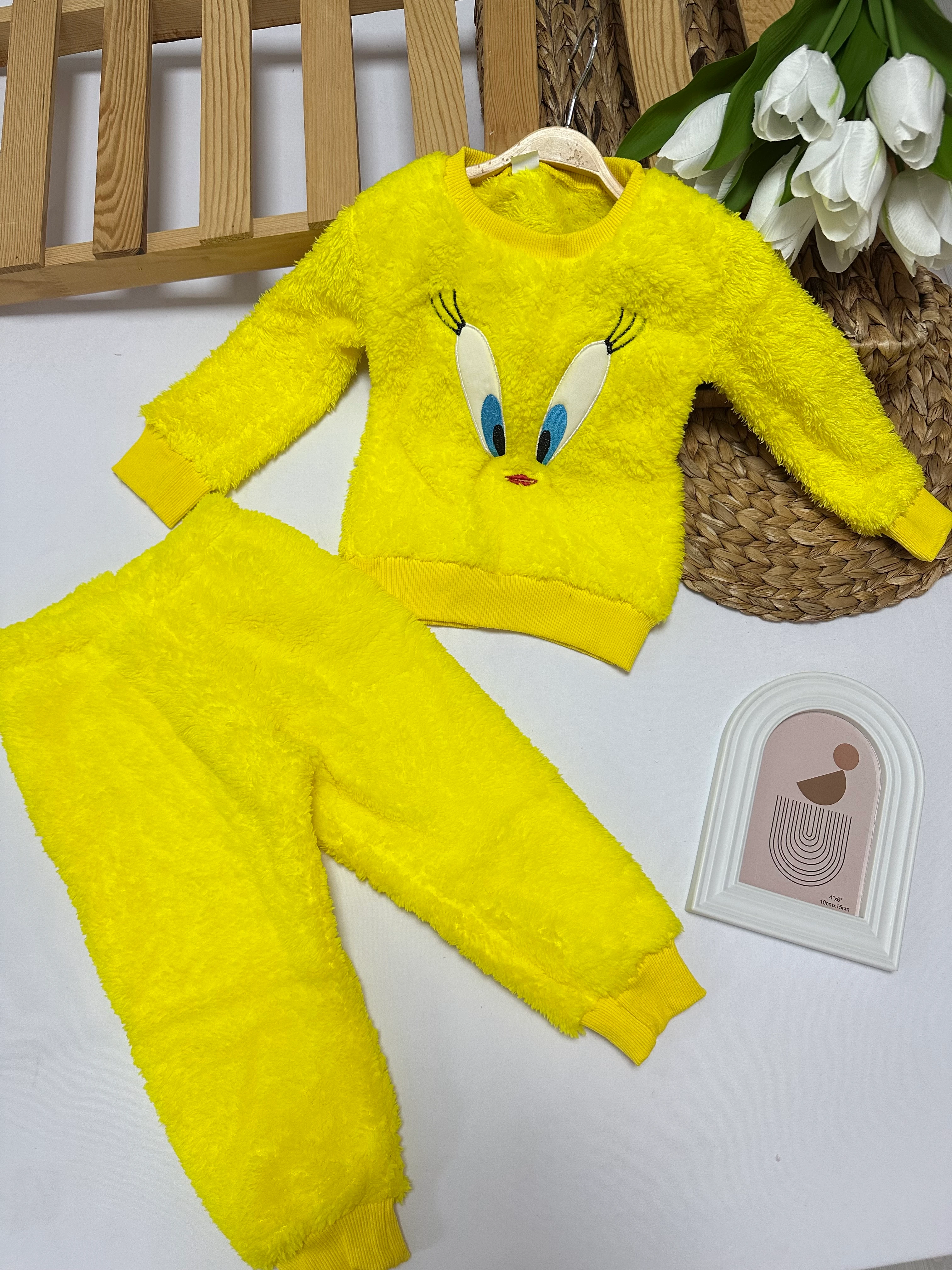 Kız Çocuk Sarı Tweety Peluş Takım