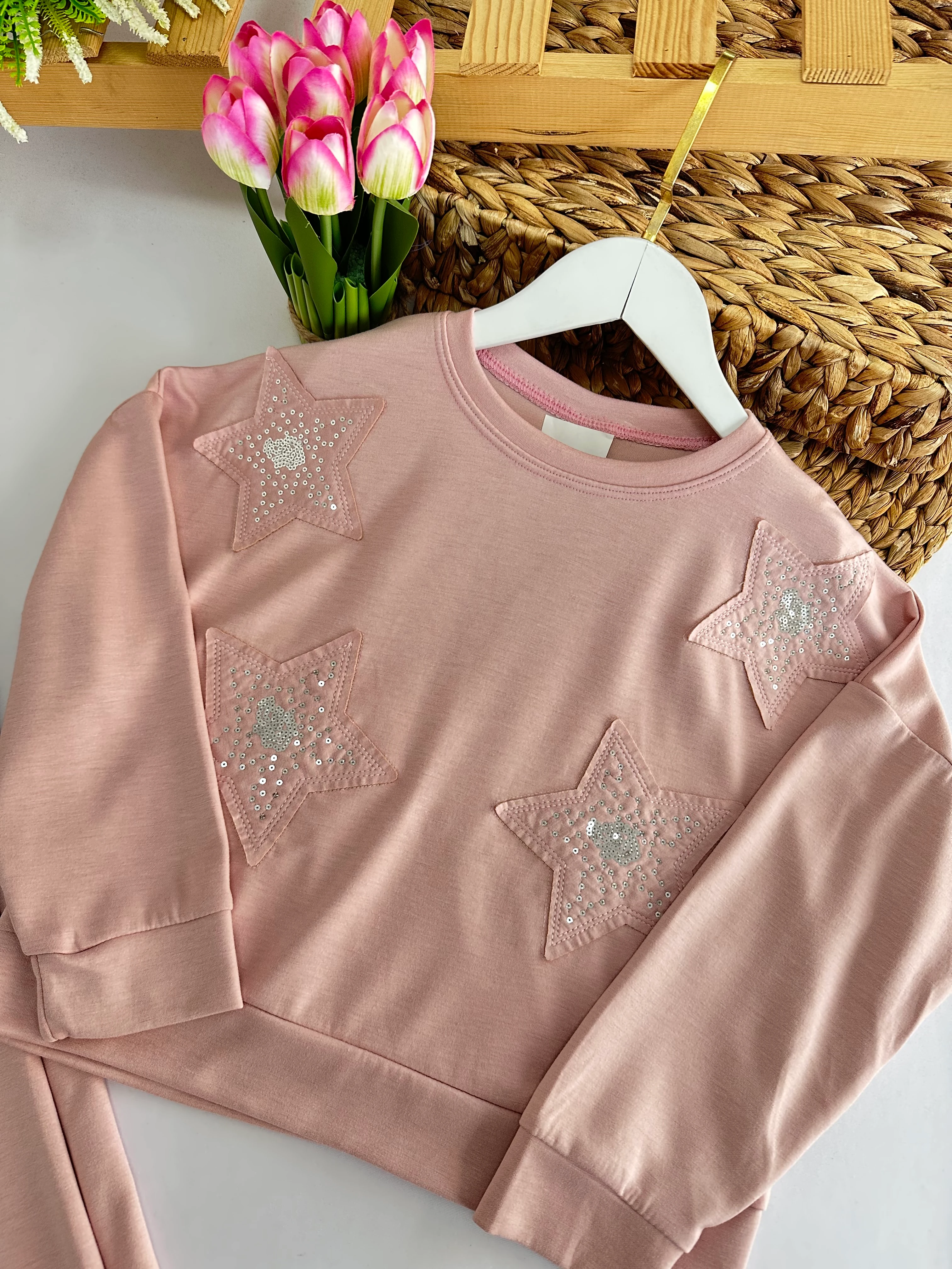 Kız Çocuk Pembe Oysho Kumaş Yıldızlı Takım