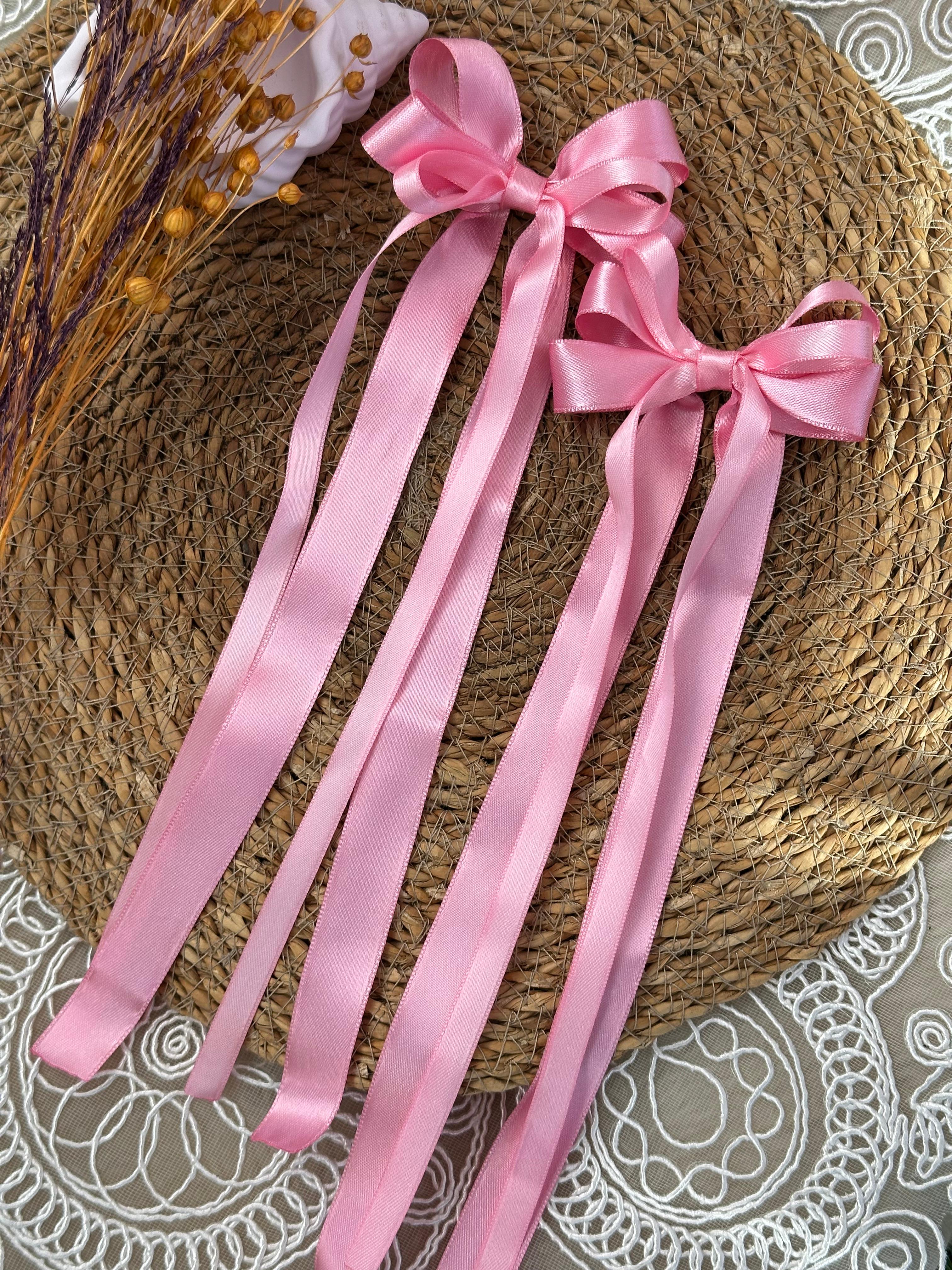 Pembe Fiyonklu Saten Kumaş 2’li Pens Toka