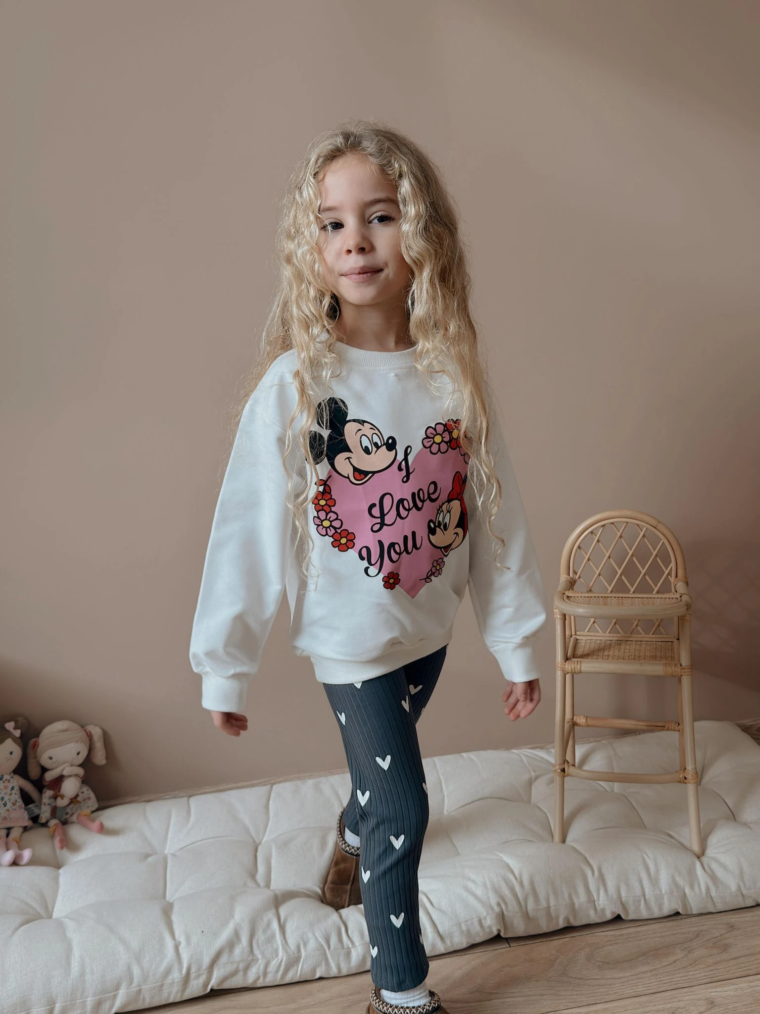 Beyaz Minnie Desenli Alt-Üst Takım