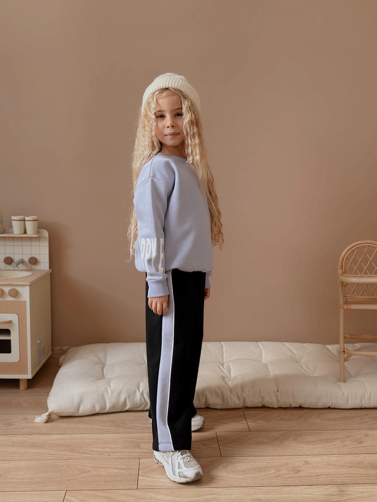 Kız Çocuk Lila Happy Baskılı Alt-Üst Takım