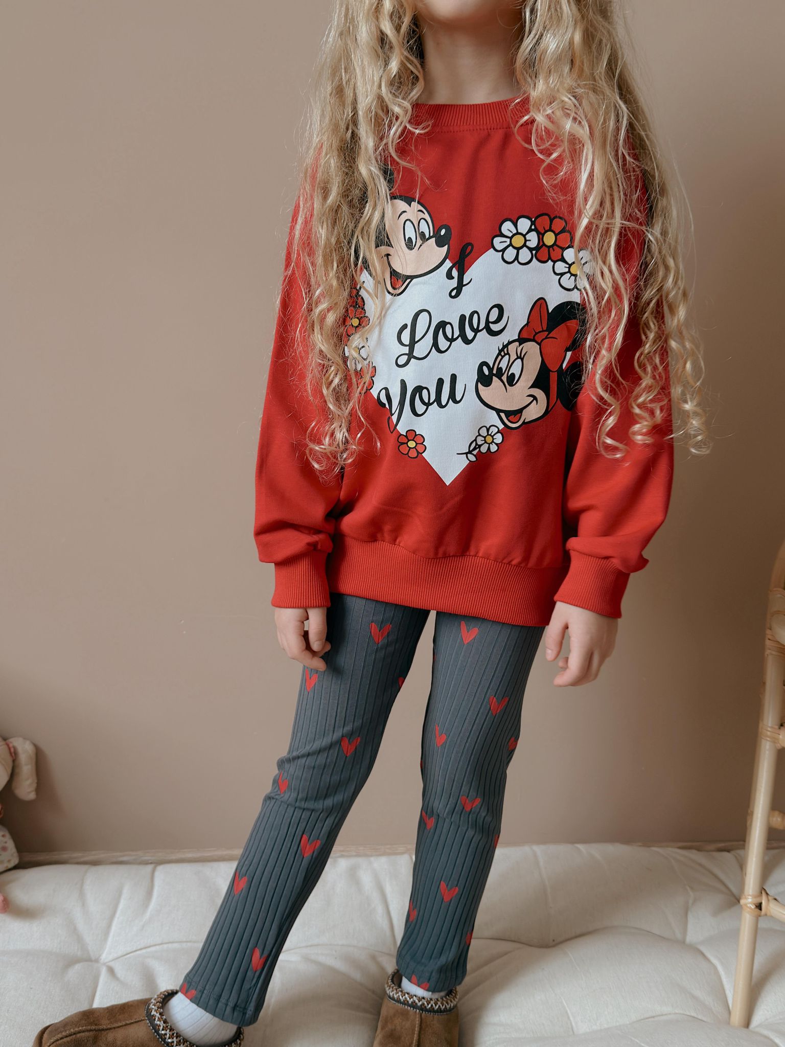 Kırmızı Minnie Desenli Taytlı Takım