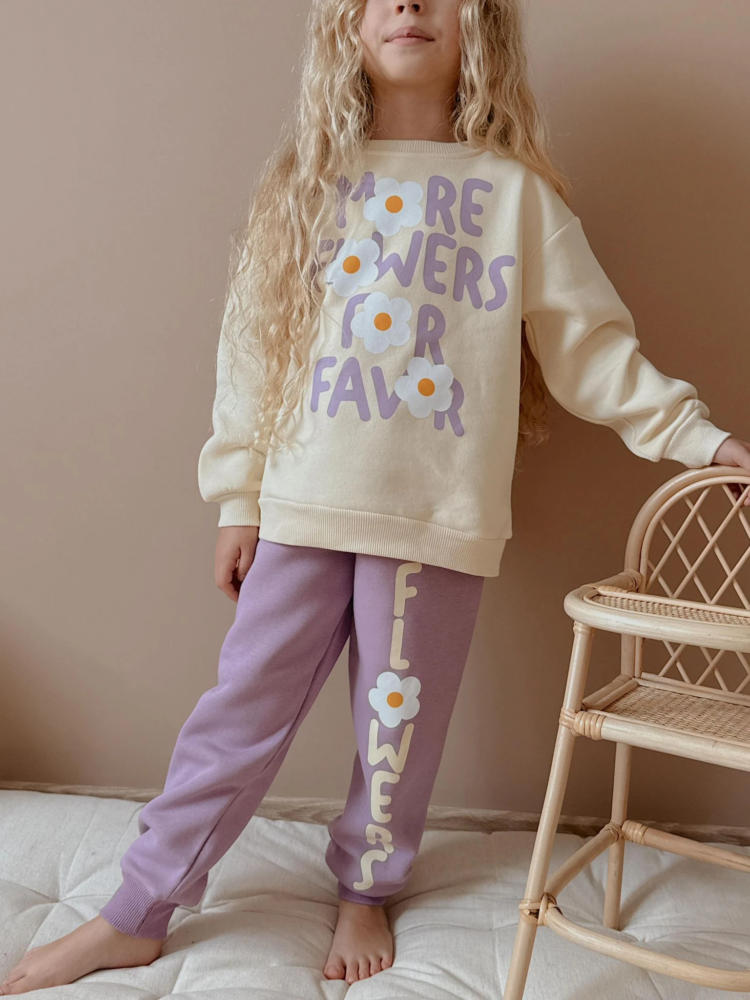 Kız Çocuk Lila Çiçekli 2’li Takım