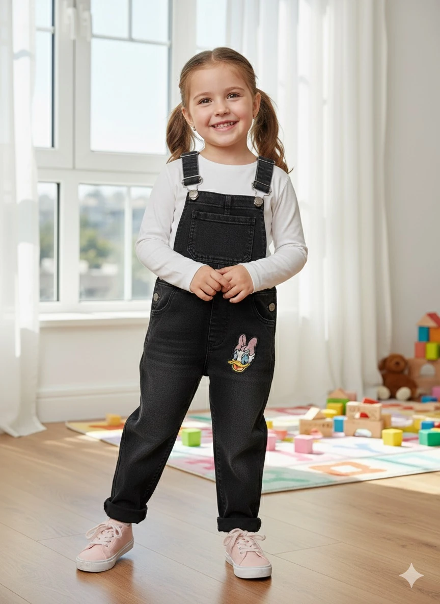 Kız Çocuk Daisy Minnie Baskılı Bahçıvan Salopet