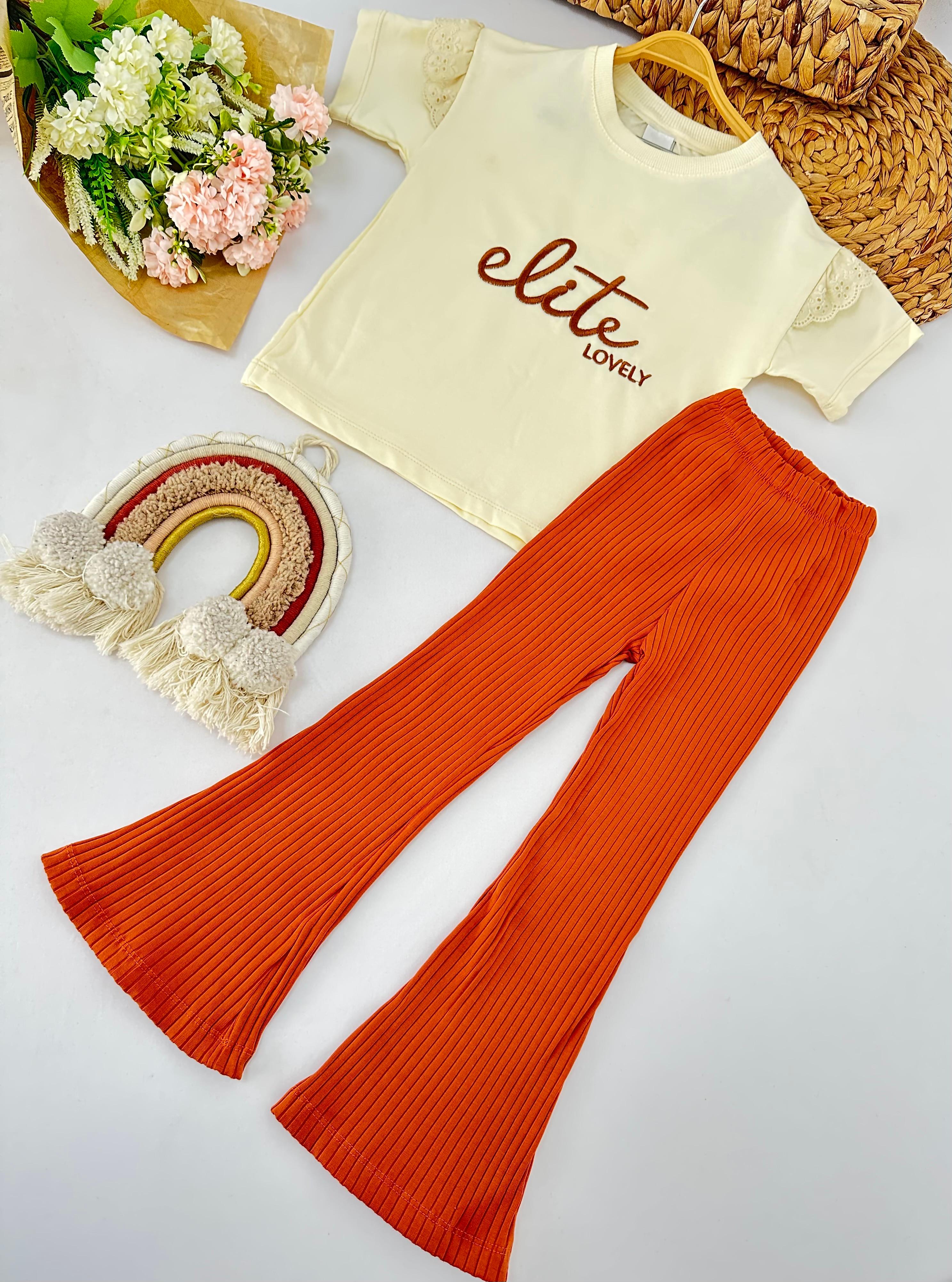 Kız Çocuk Kiremit Elite Lovely Yazılı Takım