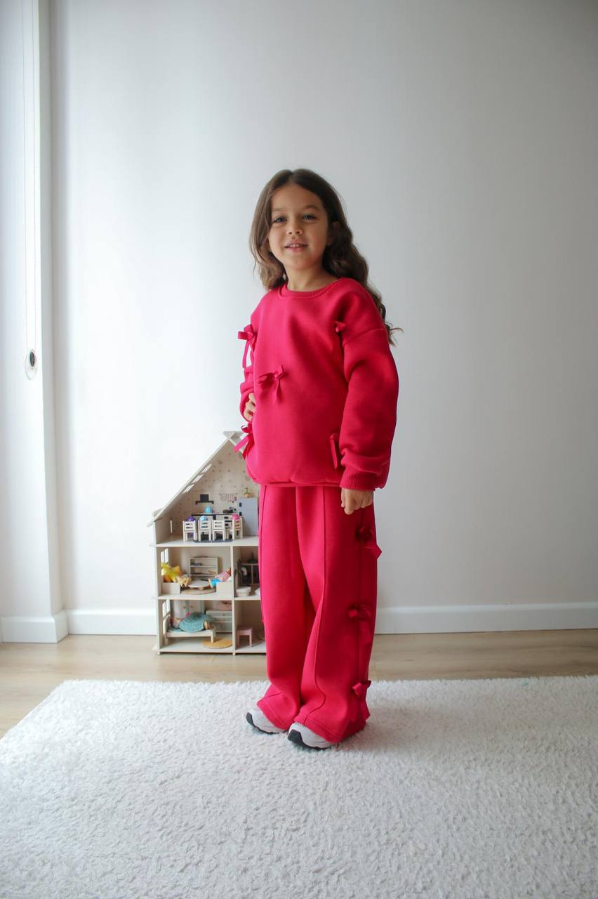 Kız Çocuk Fuşya Fiyonklu Alt-Üst Takım