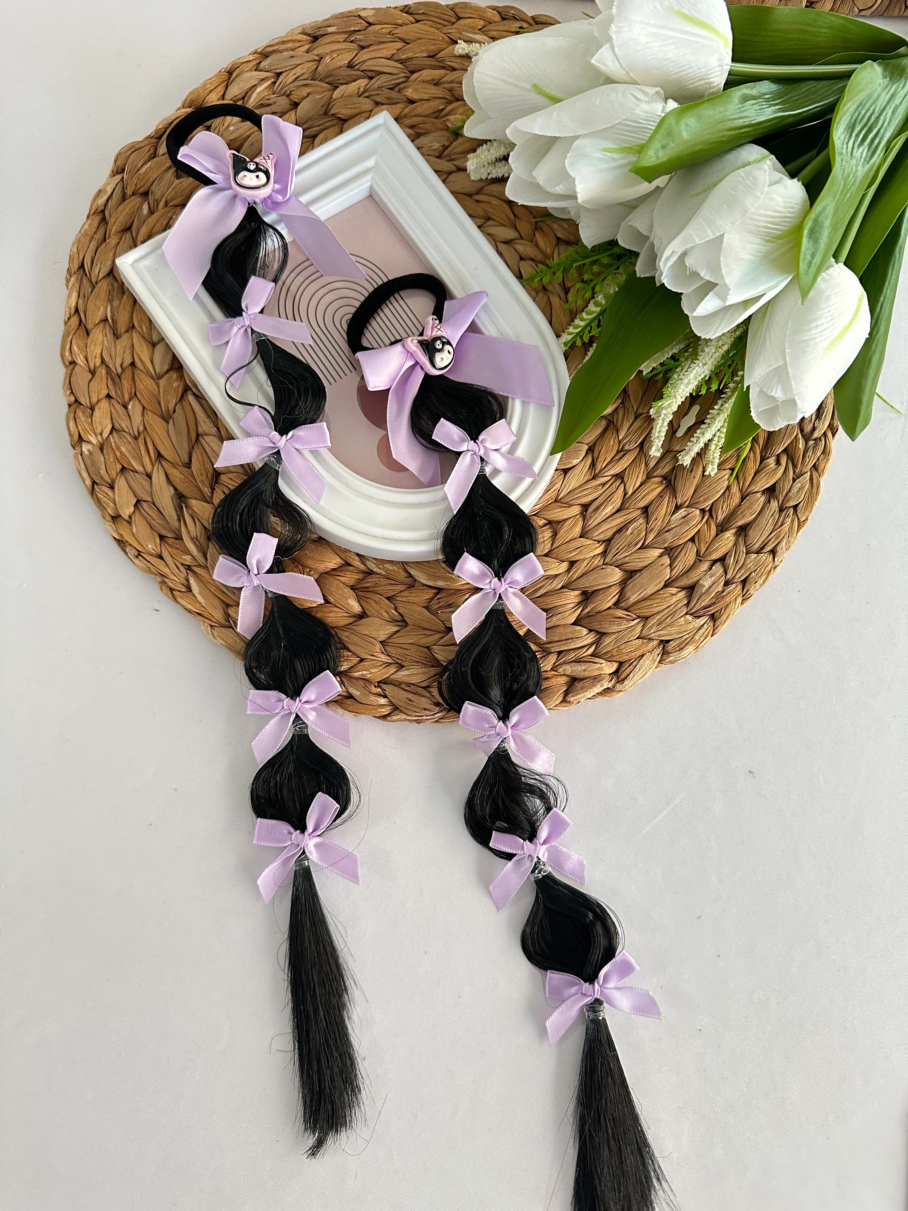 Kuromi Fiyonklu Saç Örgü Lastik Toka