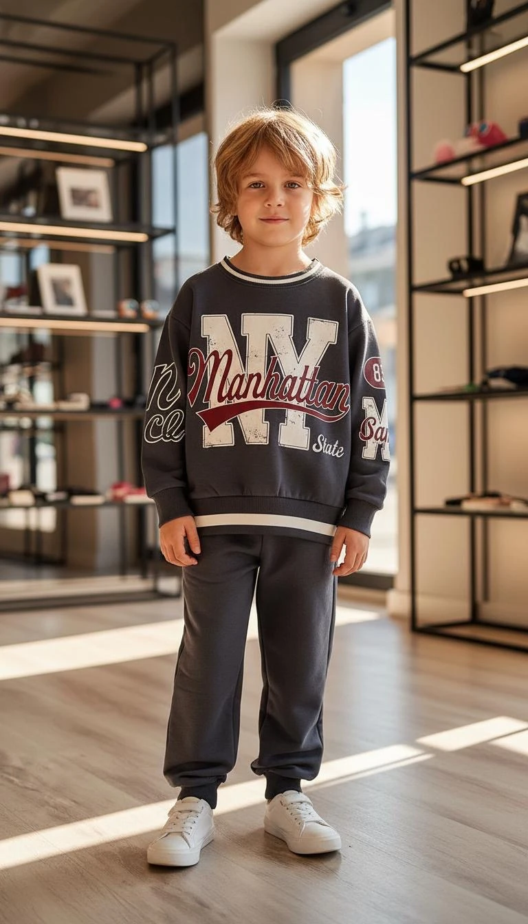 Erkek Çocuk Antrasit Manhattan Alt-Üst Takım