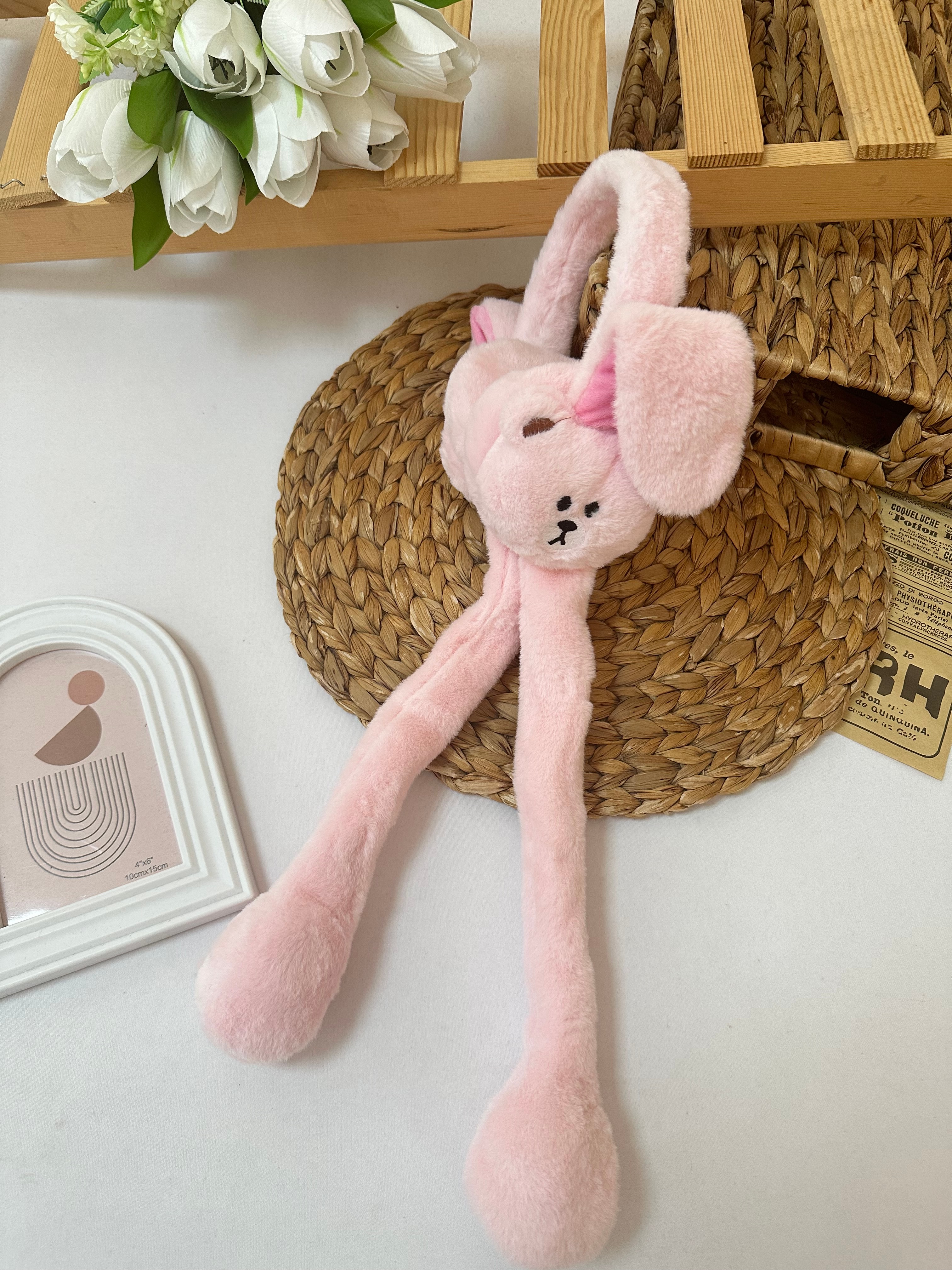 Kız Çocuk Pembe  Hareketli Peluş Kulaklık