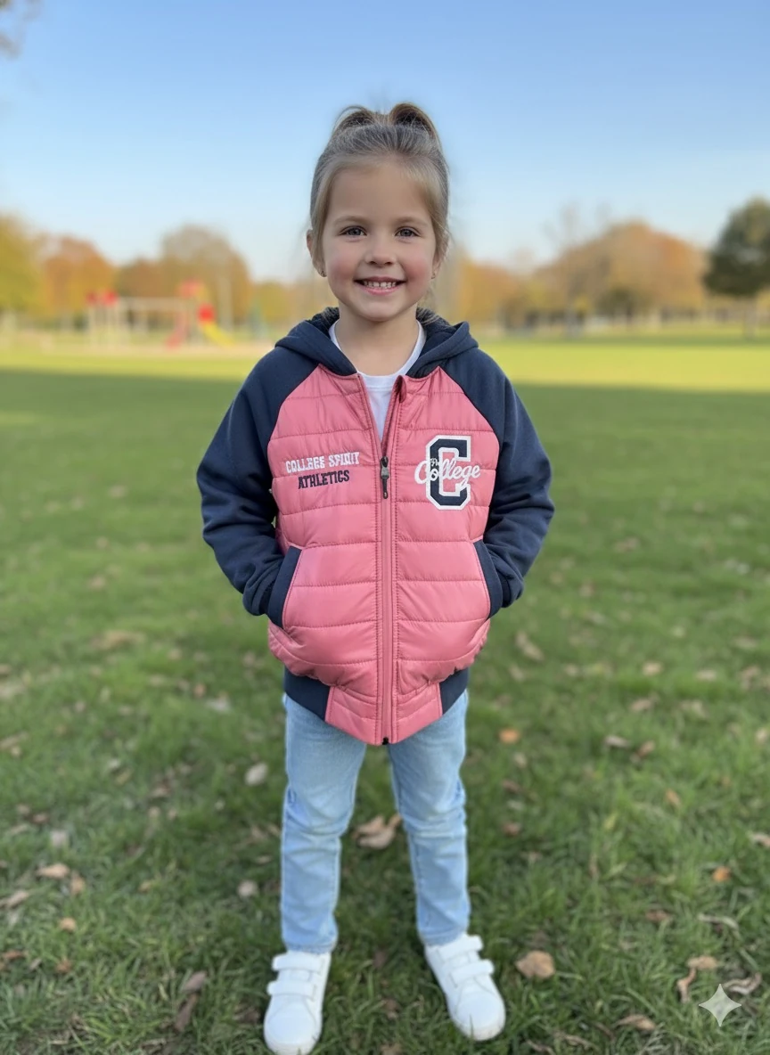 Kız Çocuk Pembe Şişme Mont Ceket