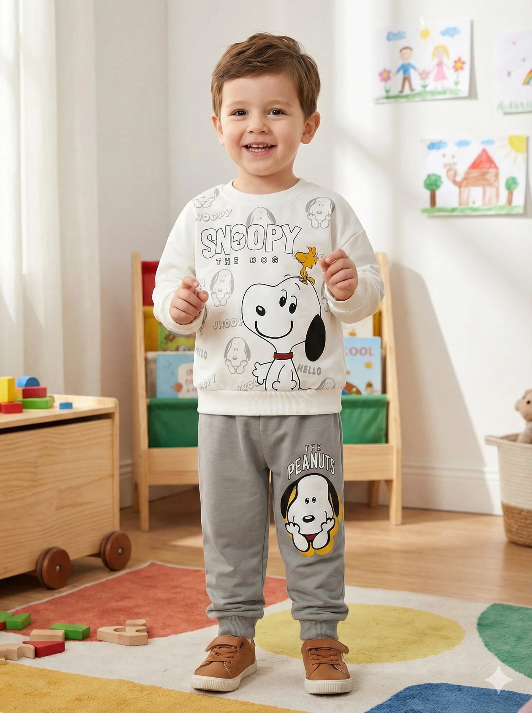 Erkek Çocuk Gri Snoopy Takım