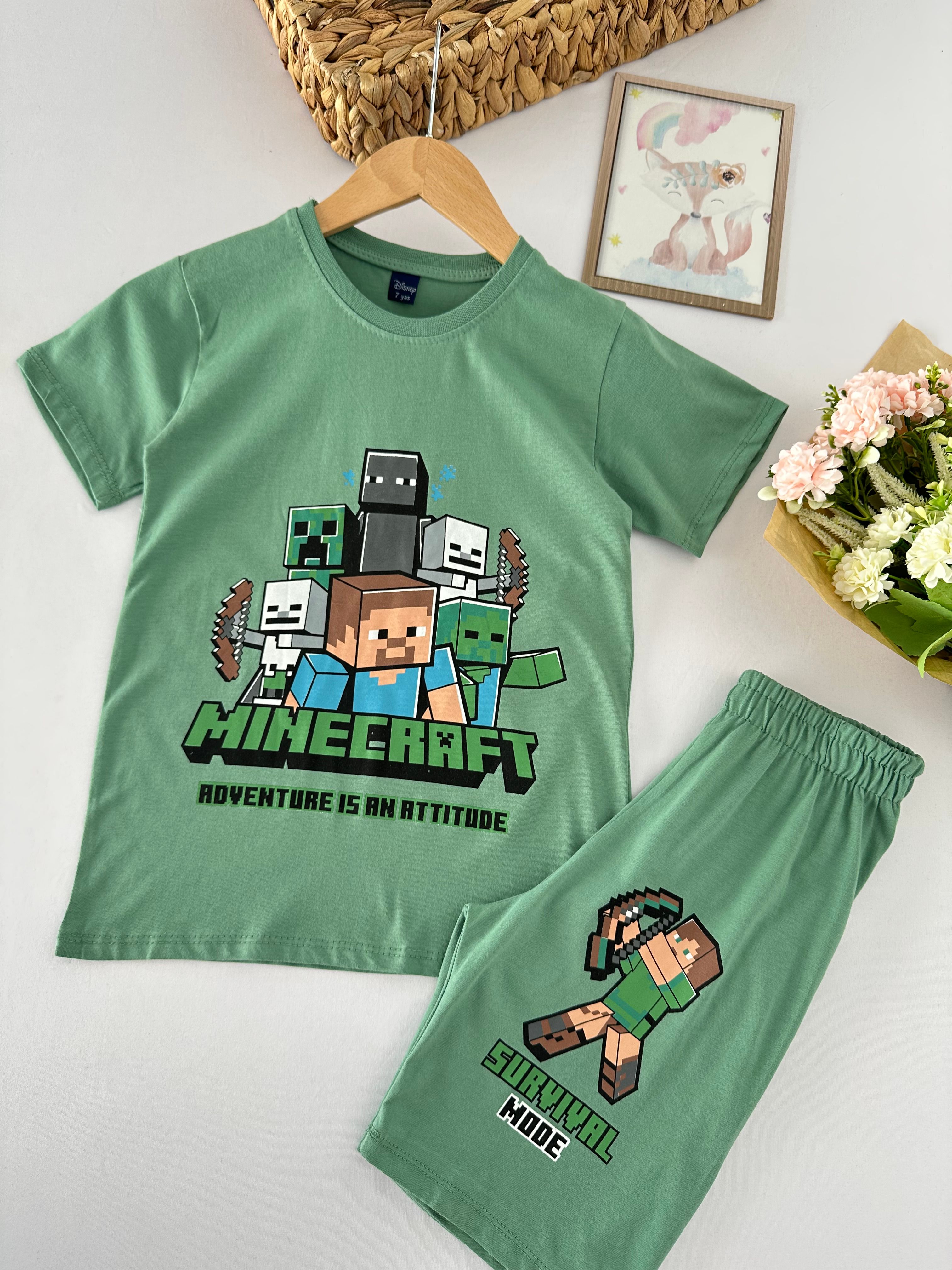 Erkek Çocuk Yeşil Minecraft Takım