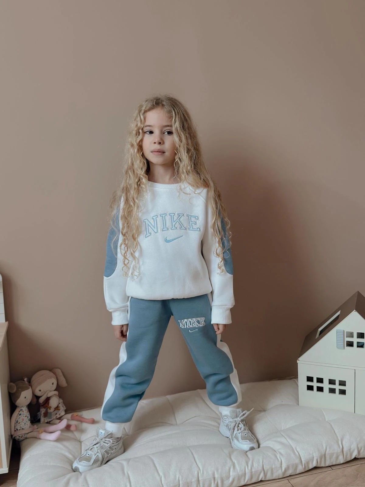 Kız Çocuk Beyaz Mavi Marka Takım 