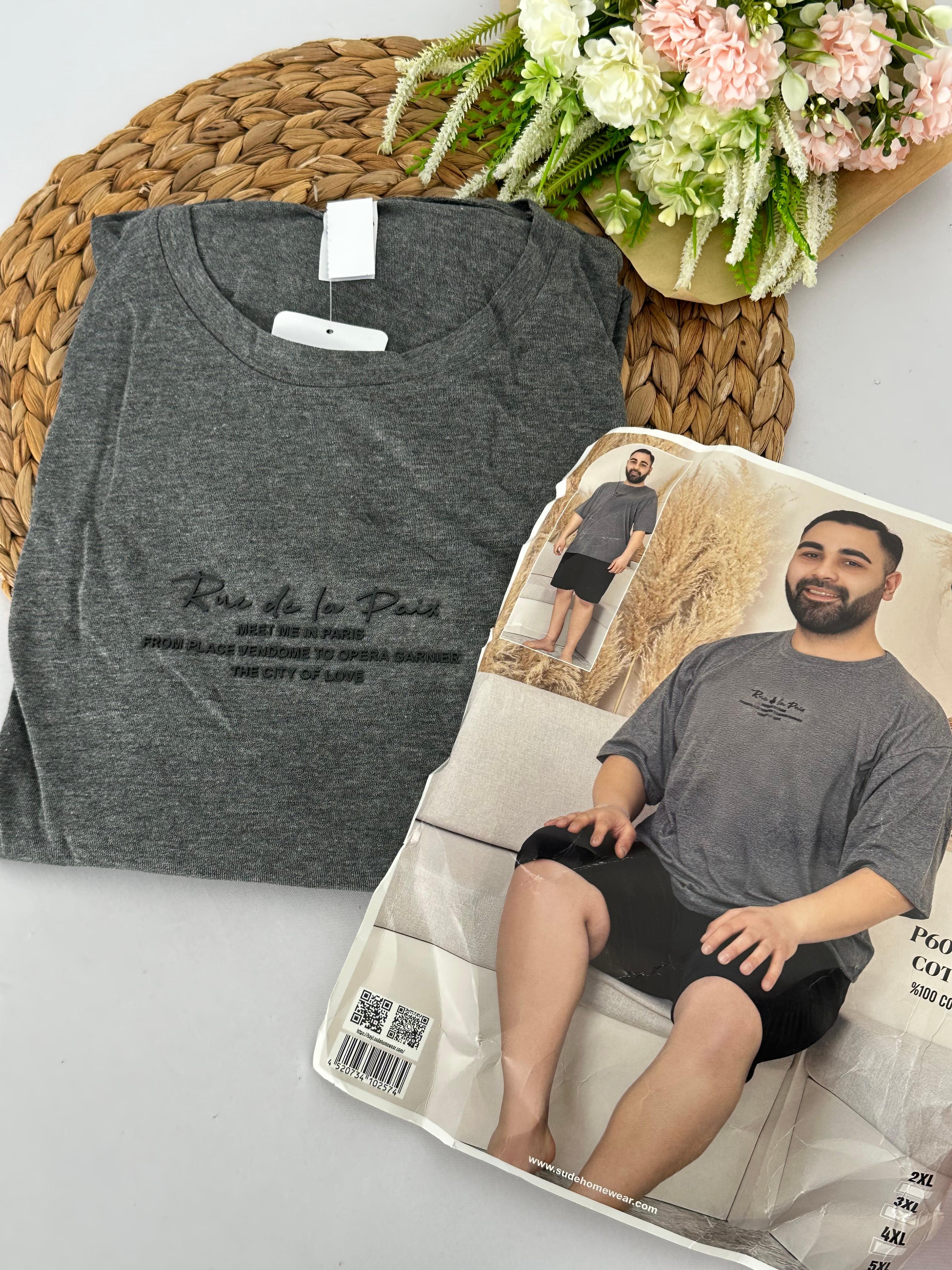 Antrasit Paris Yazılı Erkek Pijama Takımı