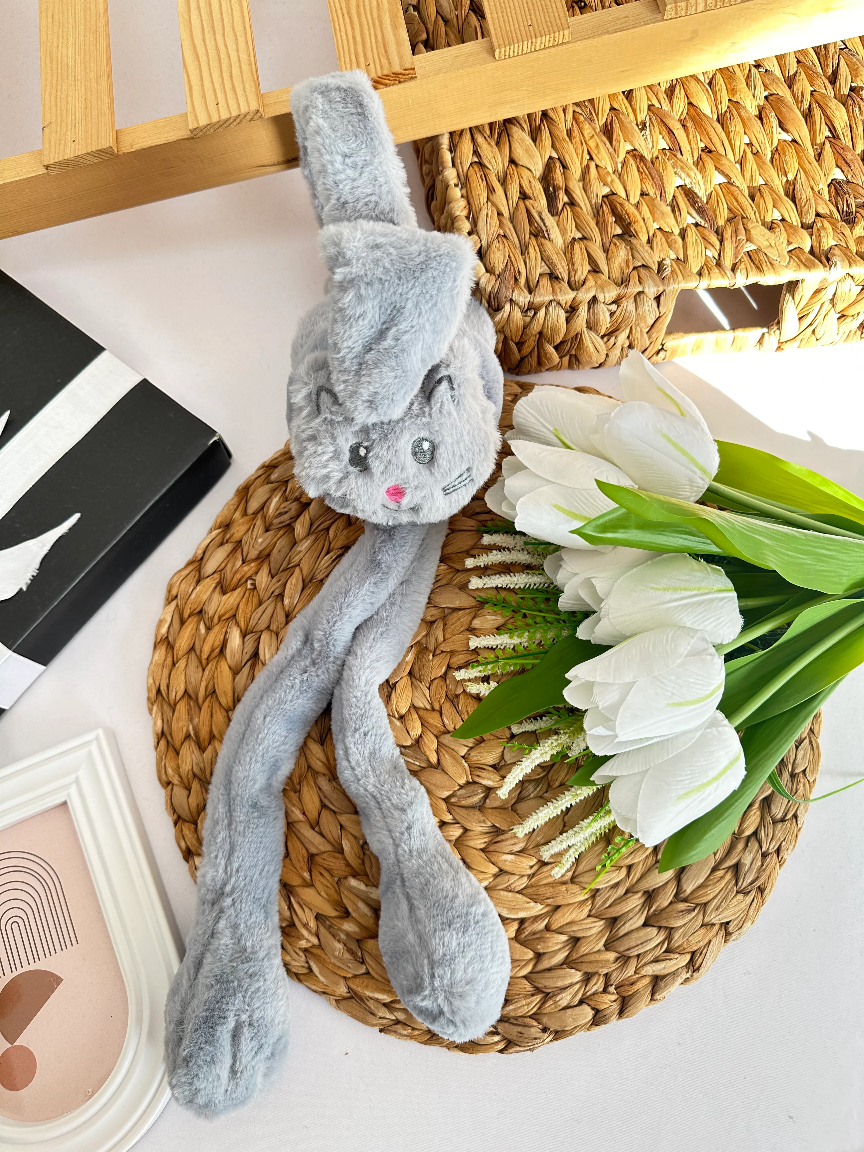 Kız Çocuk Gri Kedi Figürlü Kulaklık