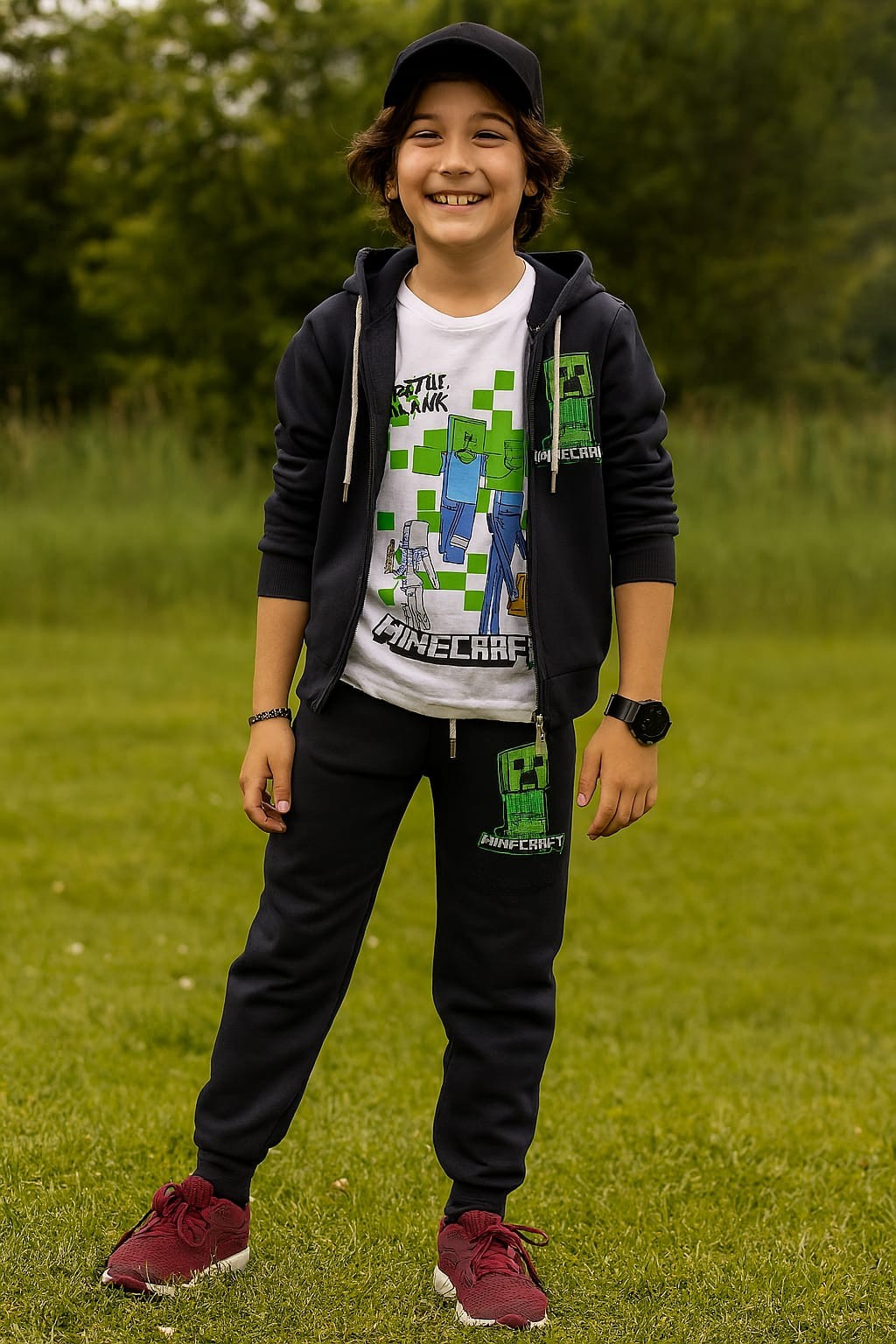Erkek Çocuk Siyah Minecraft 3'lü Takım