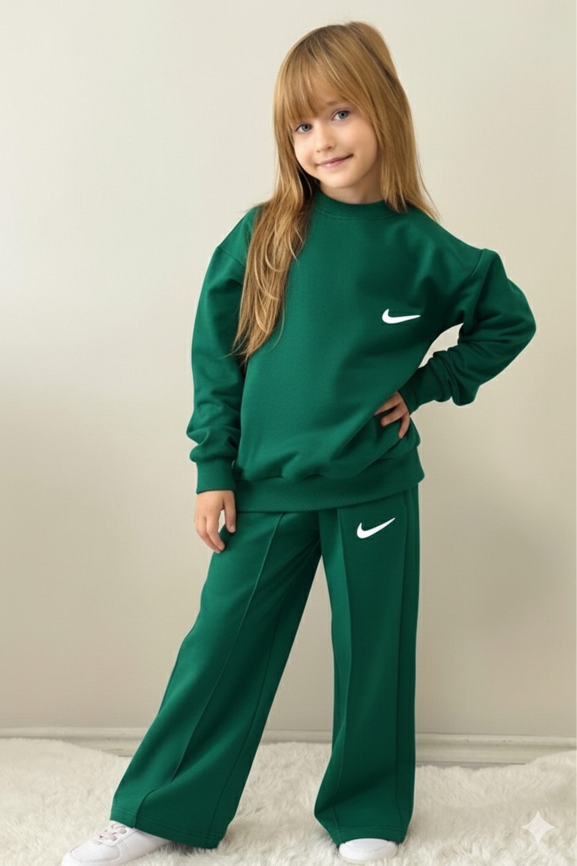 Kız Çocuk Spor Baskılı Yeşil Takım
