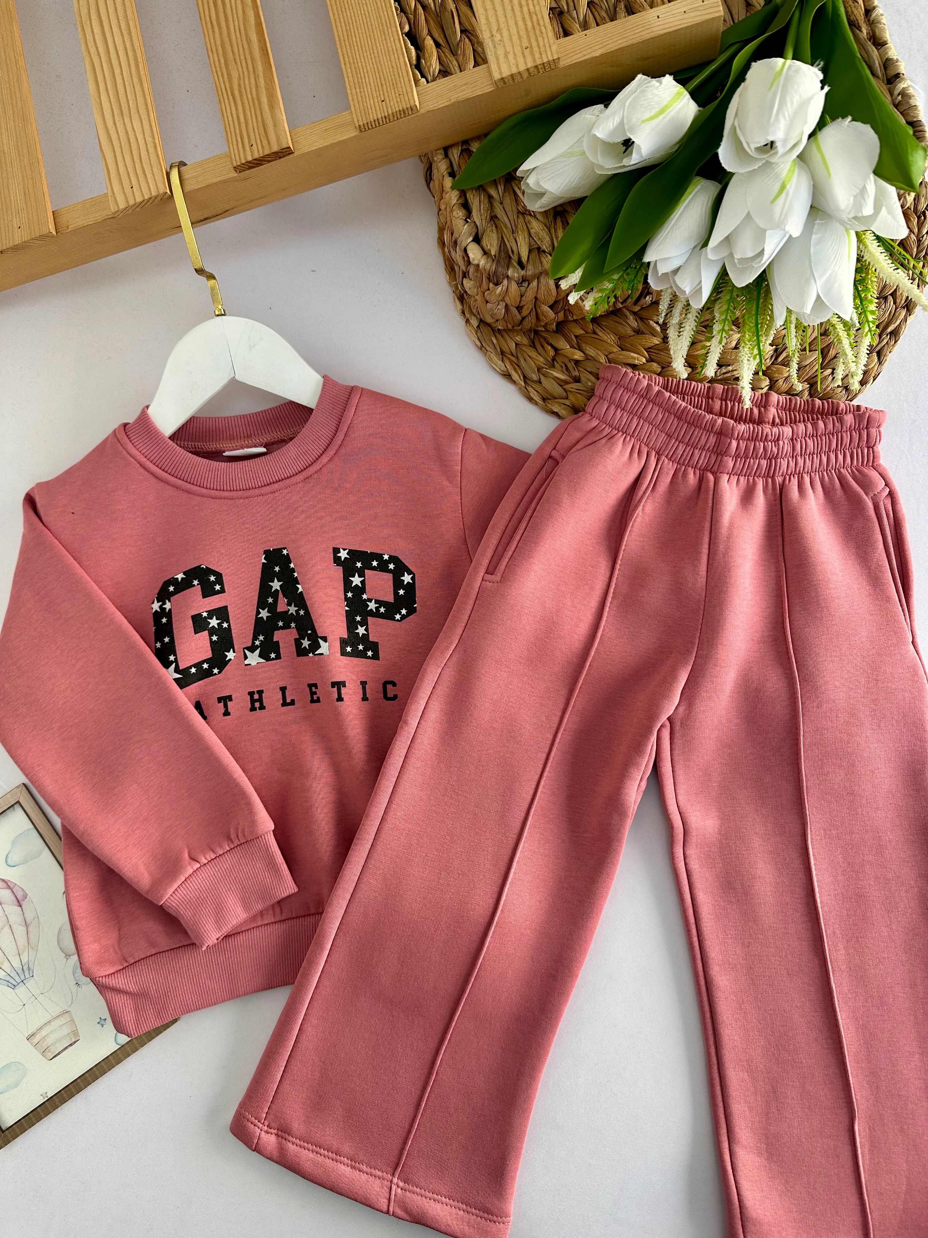 Kız Çocuk Gül Kurusu Marka Yıldızlı Takım