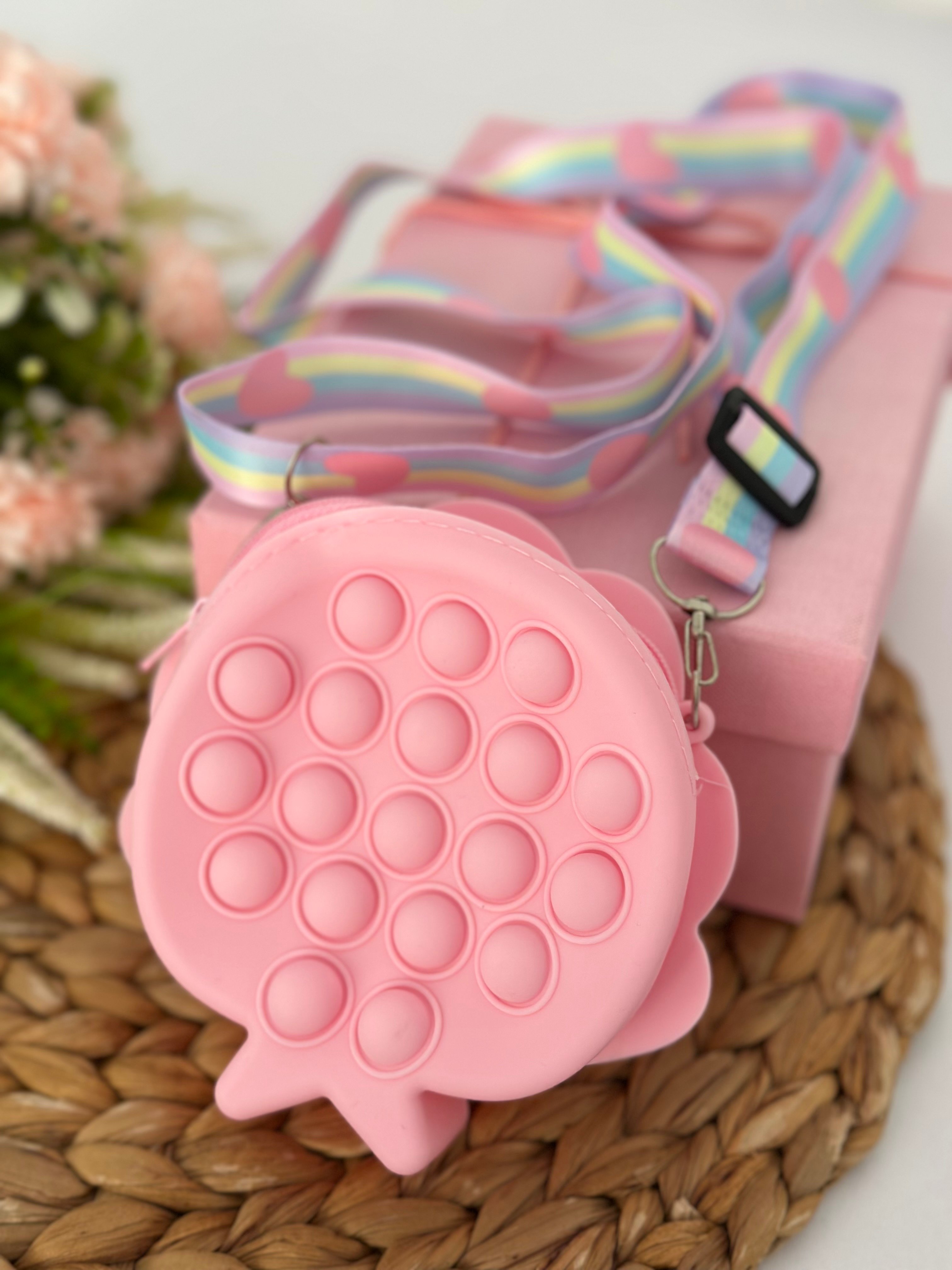 Pembe Yıldızlı Deniz Kabuğu Model Popitli Silikon Çanta