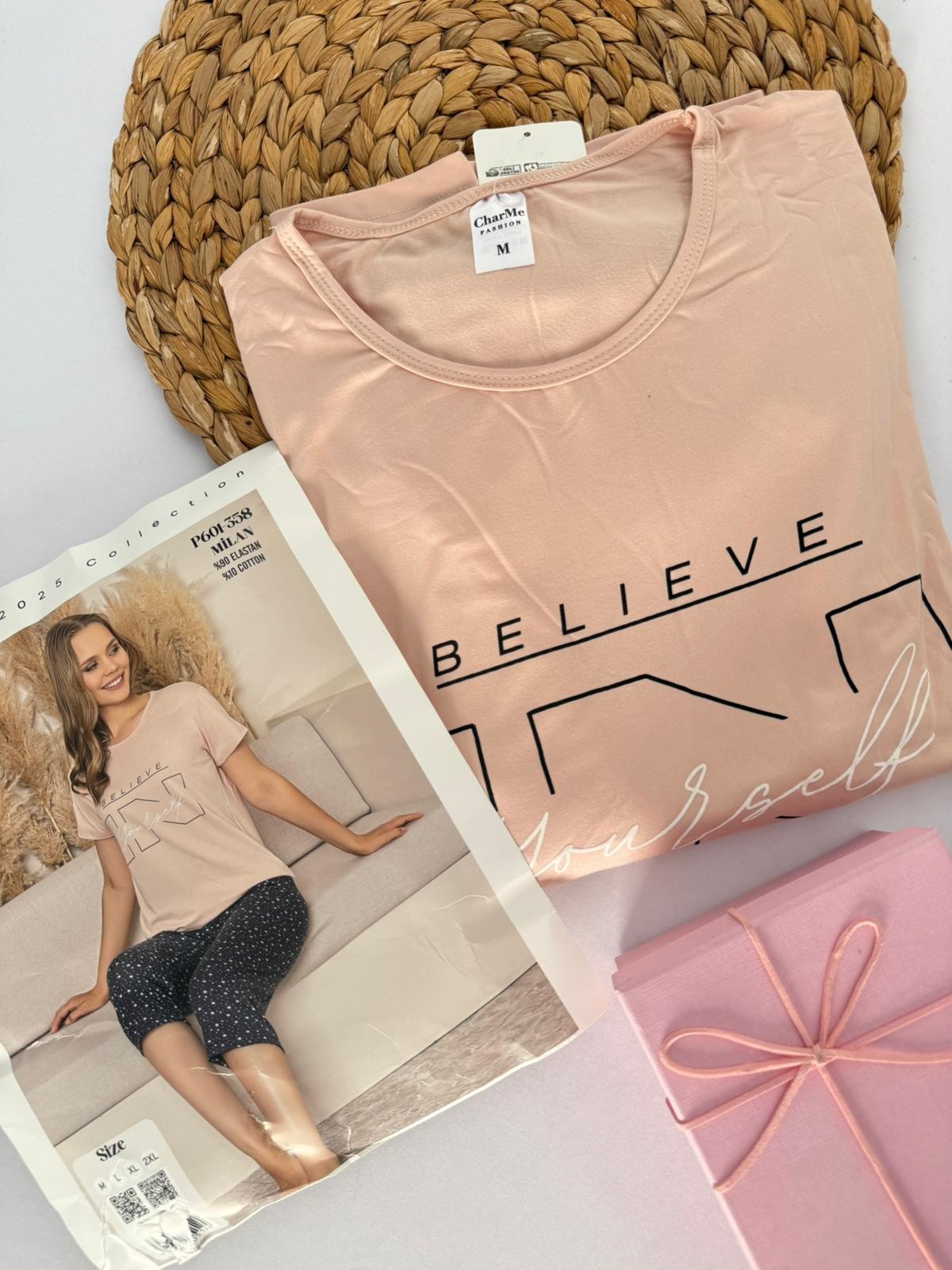 Pudra Believe Kaprili Kadın Pijama Takımı