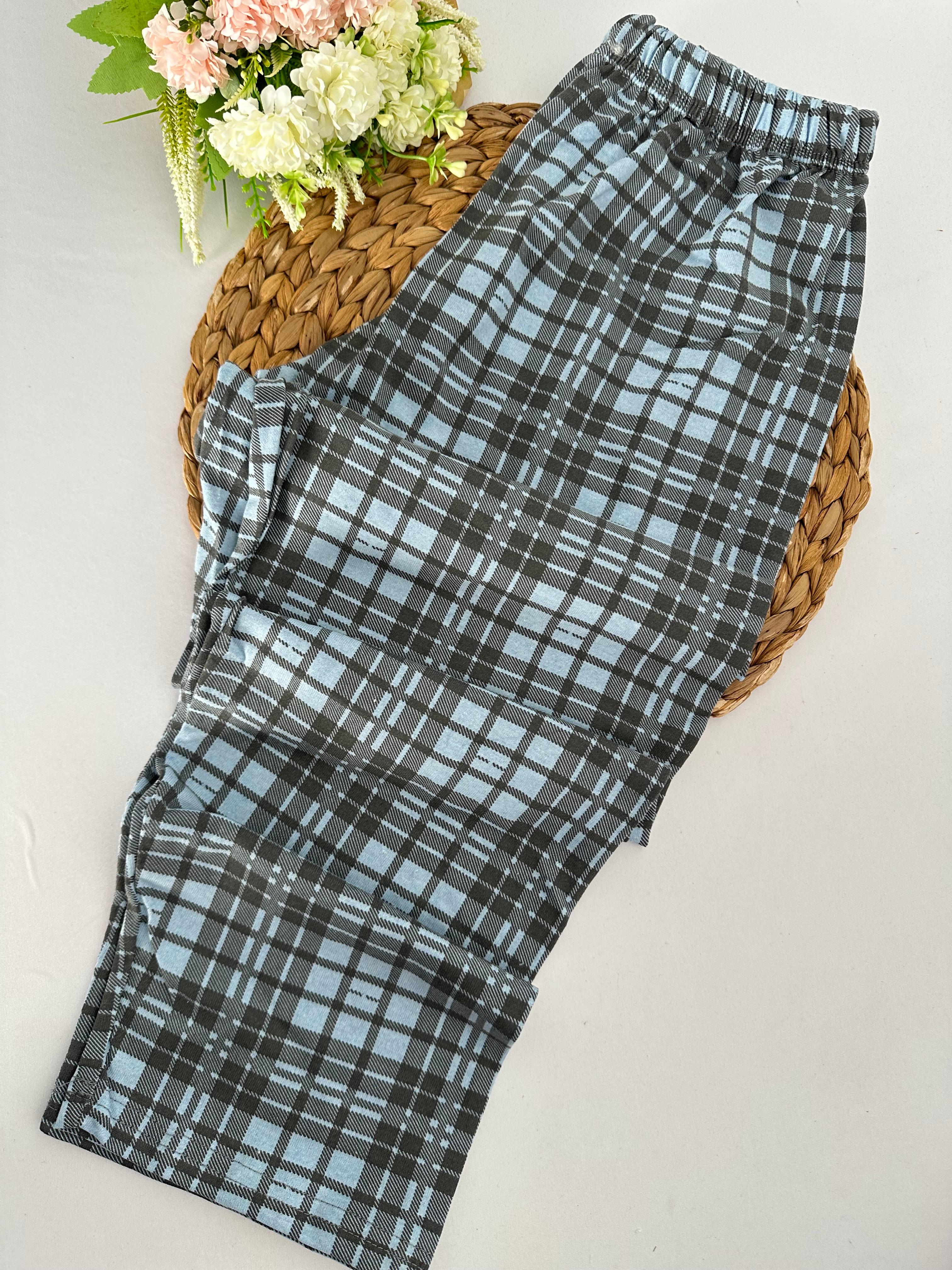 Açık Mavi Ekoseli Erkek Pijama Altı