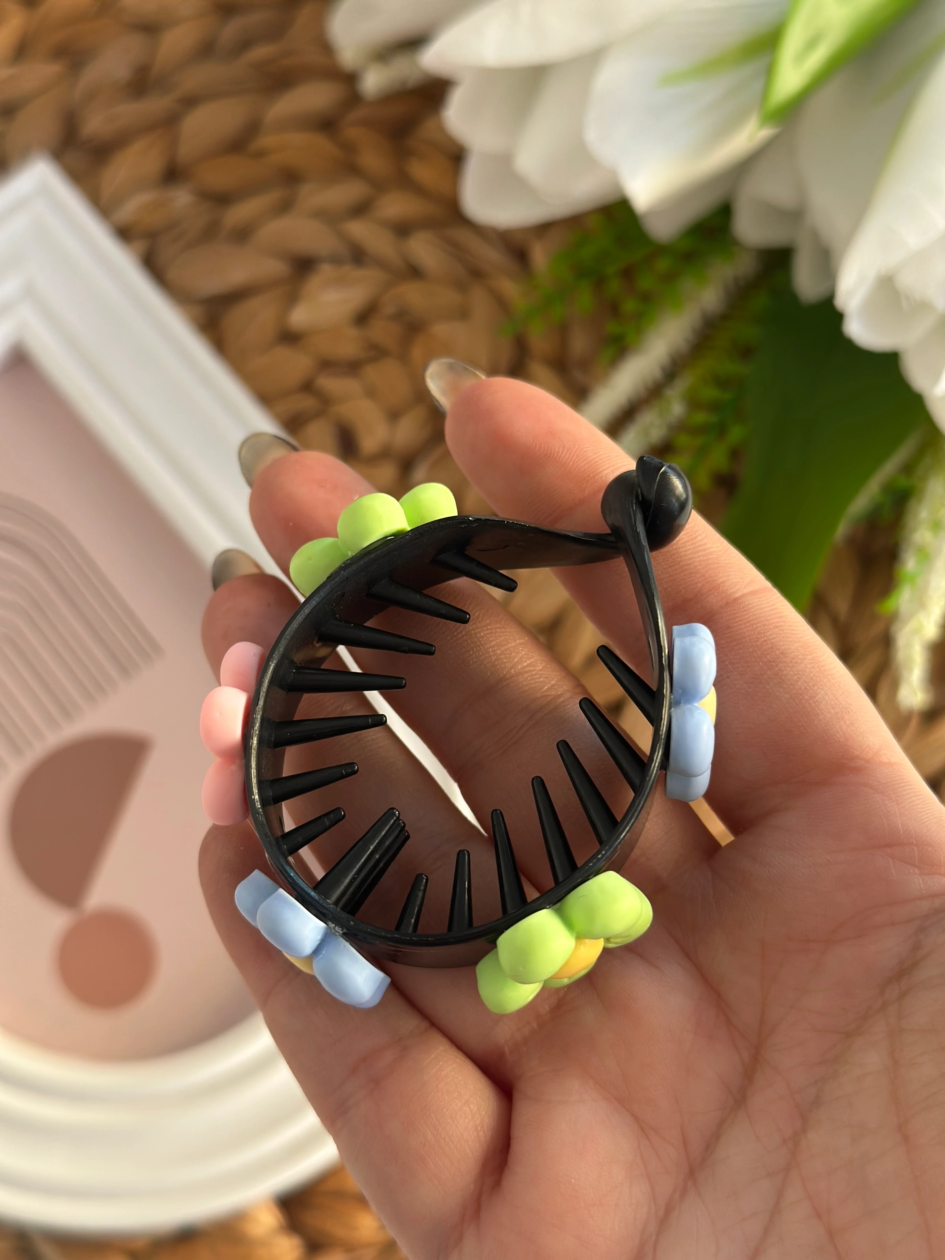 Renkli Papatya Saç Topuz Tokası