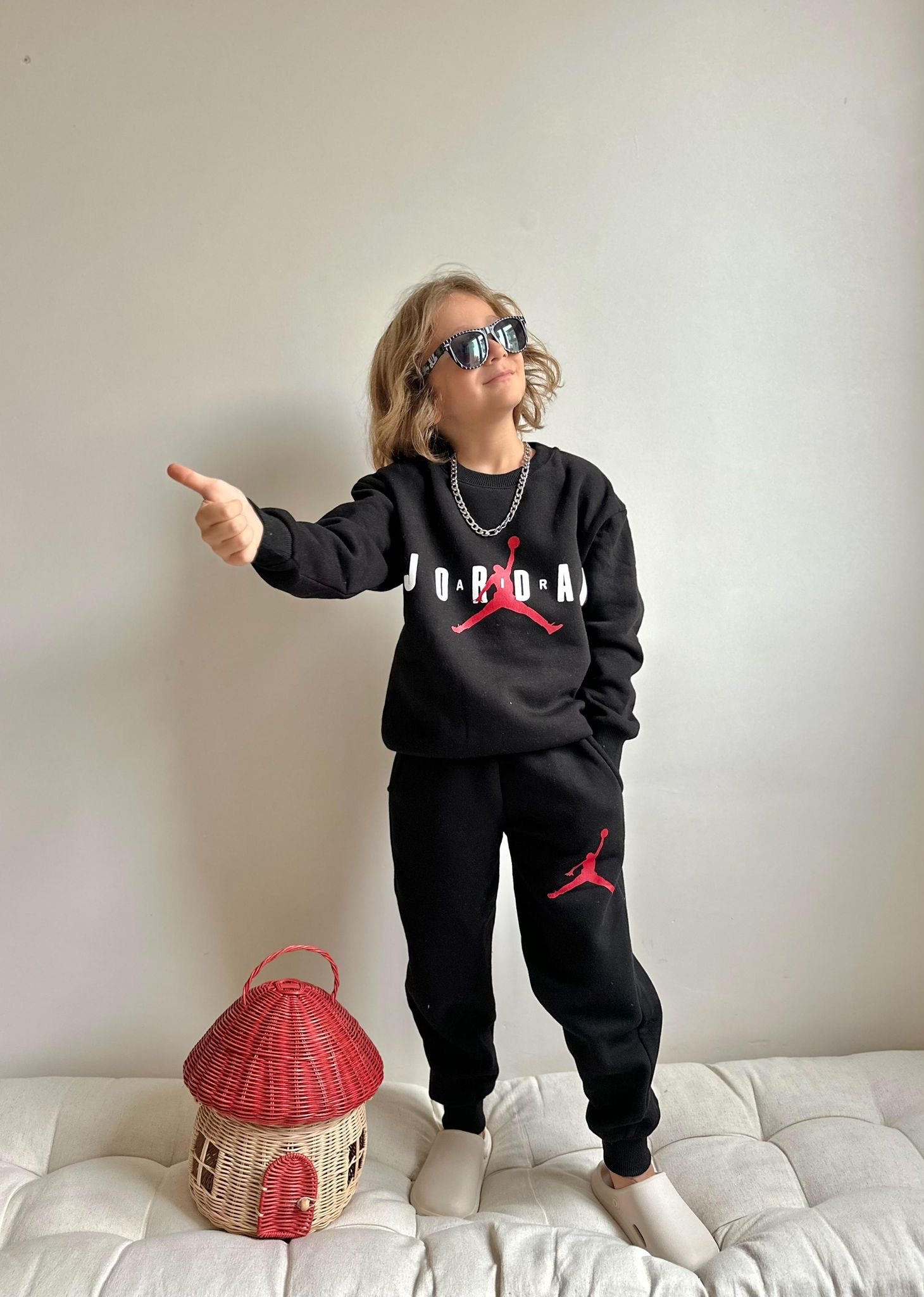 Erkek Çocuk Siyah Jordan Takım