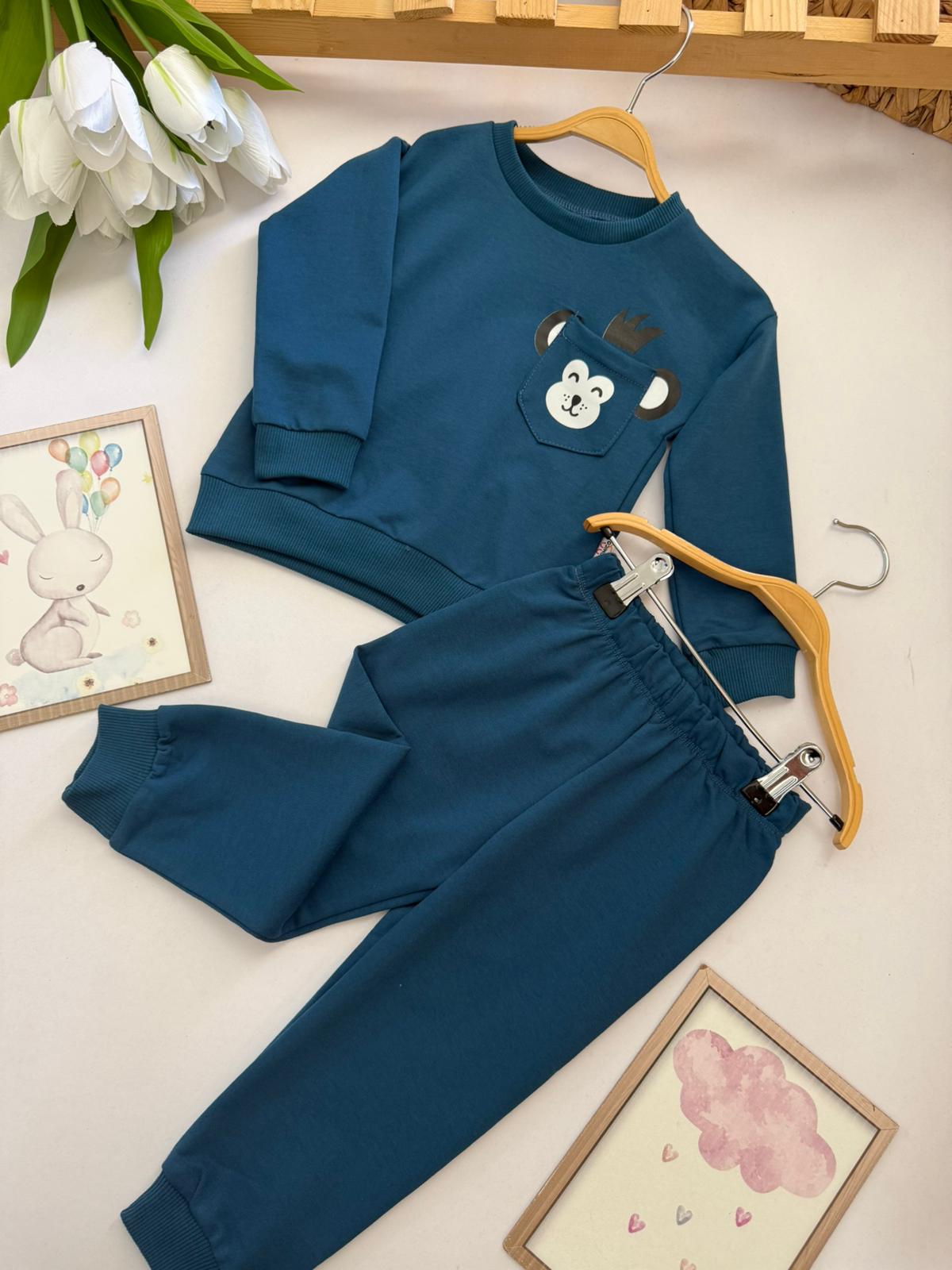 Erkek Çocuk Mavi Maymuncuk 2'li Takım