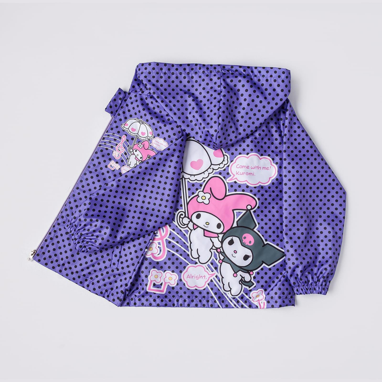 Kız Çocuk Mor Kuromi My Melody Puantiyeli Yağmurluk 