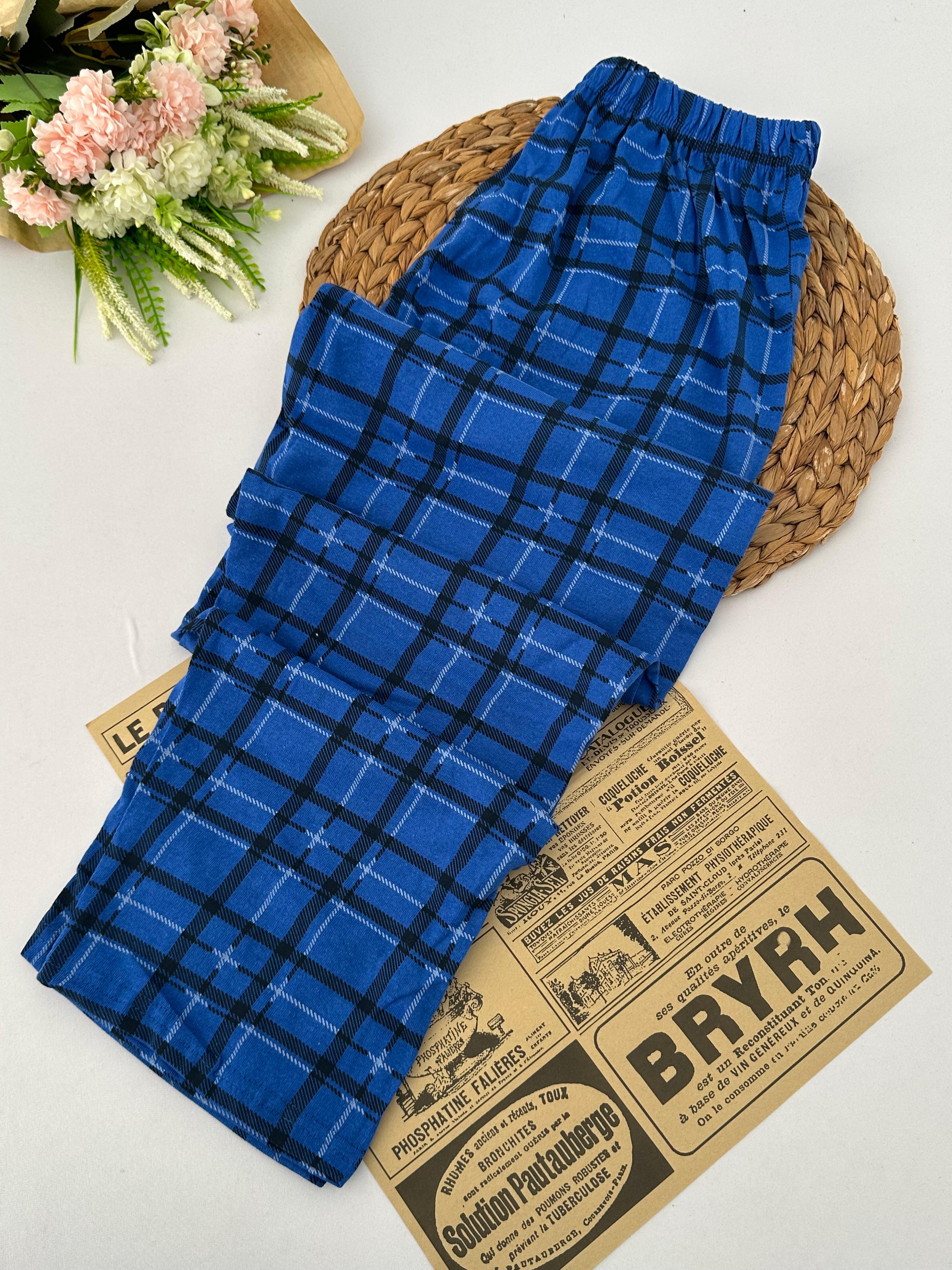 Mavi Ekoseli Erkek Pijama Altı