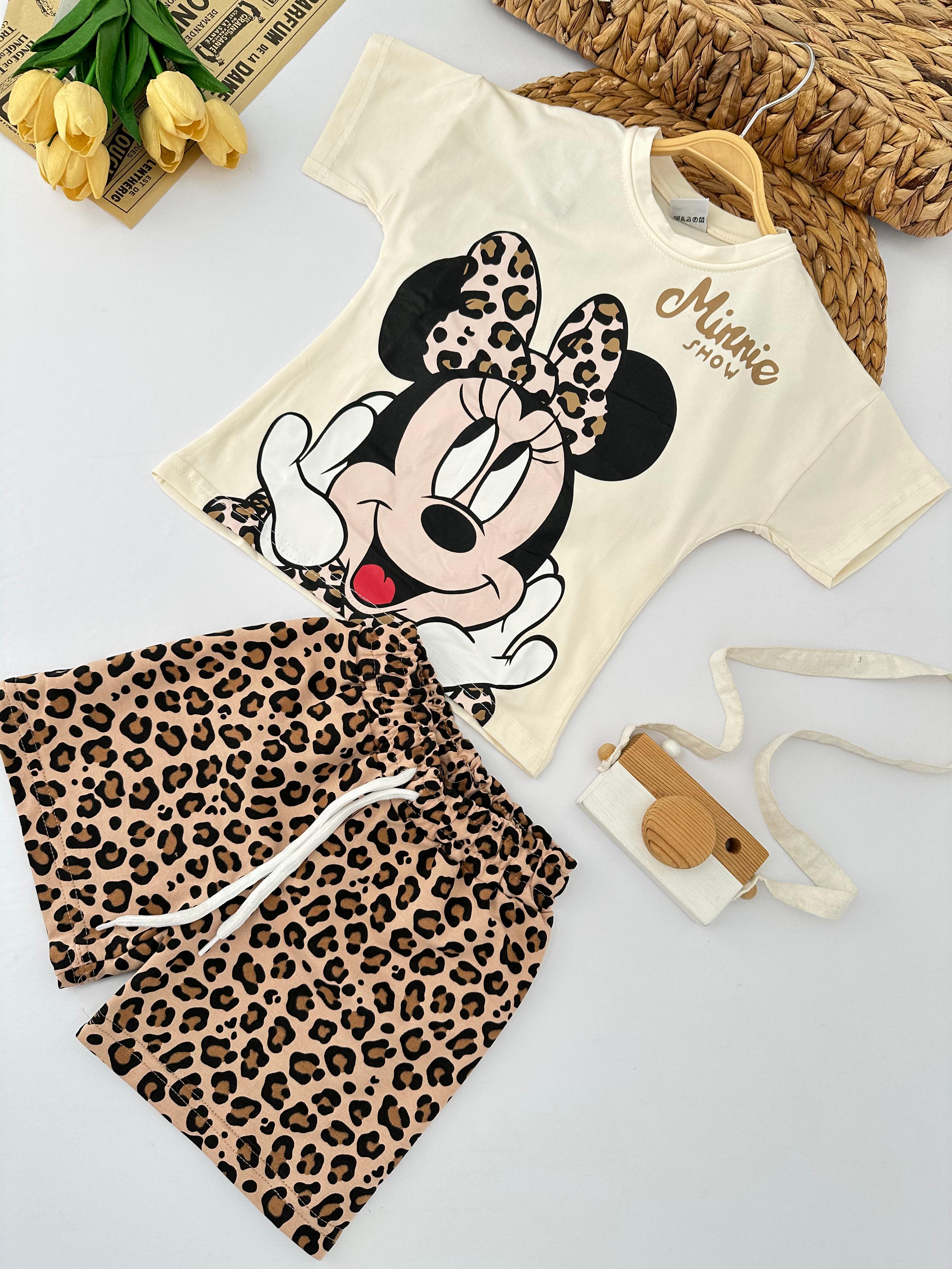Kız Çocuk Leopar Minnie Takım