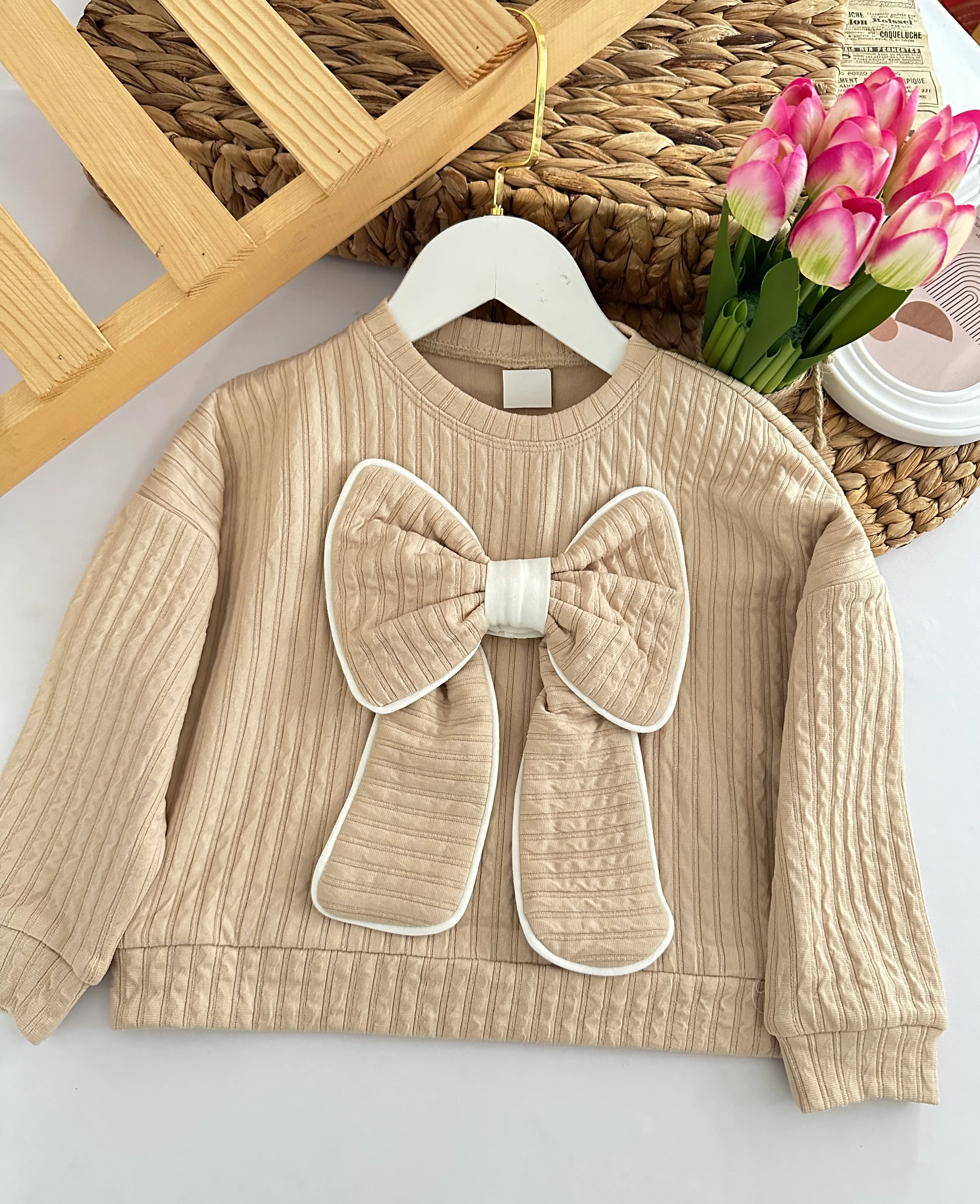 Kız Çocuk  Bej Büyük Fiyonk Badi