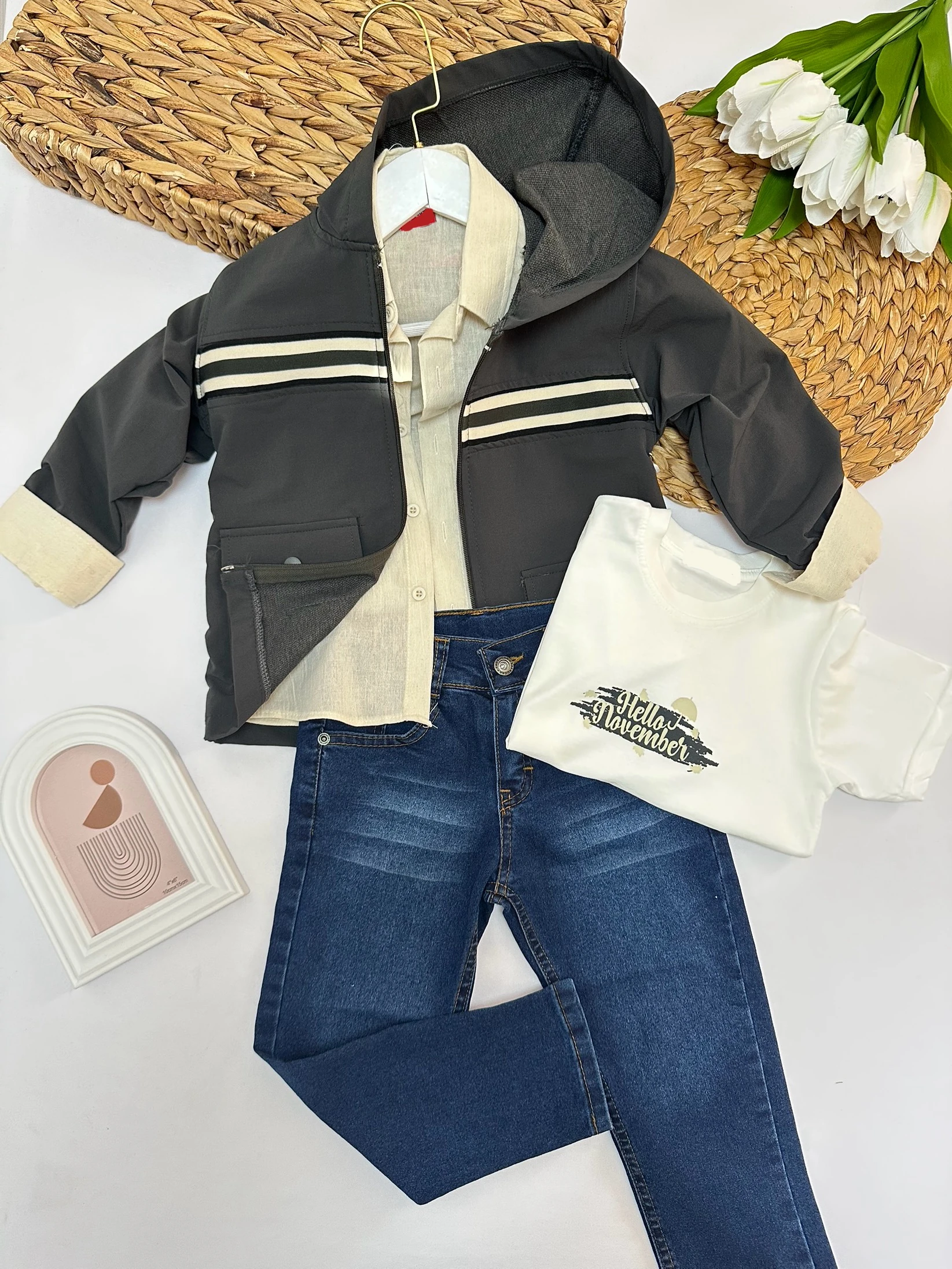 Erkek Çocuk Anrtasit Ceket Kot Pantolon Nowember 4'lü Takım