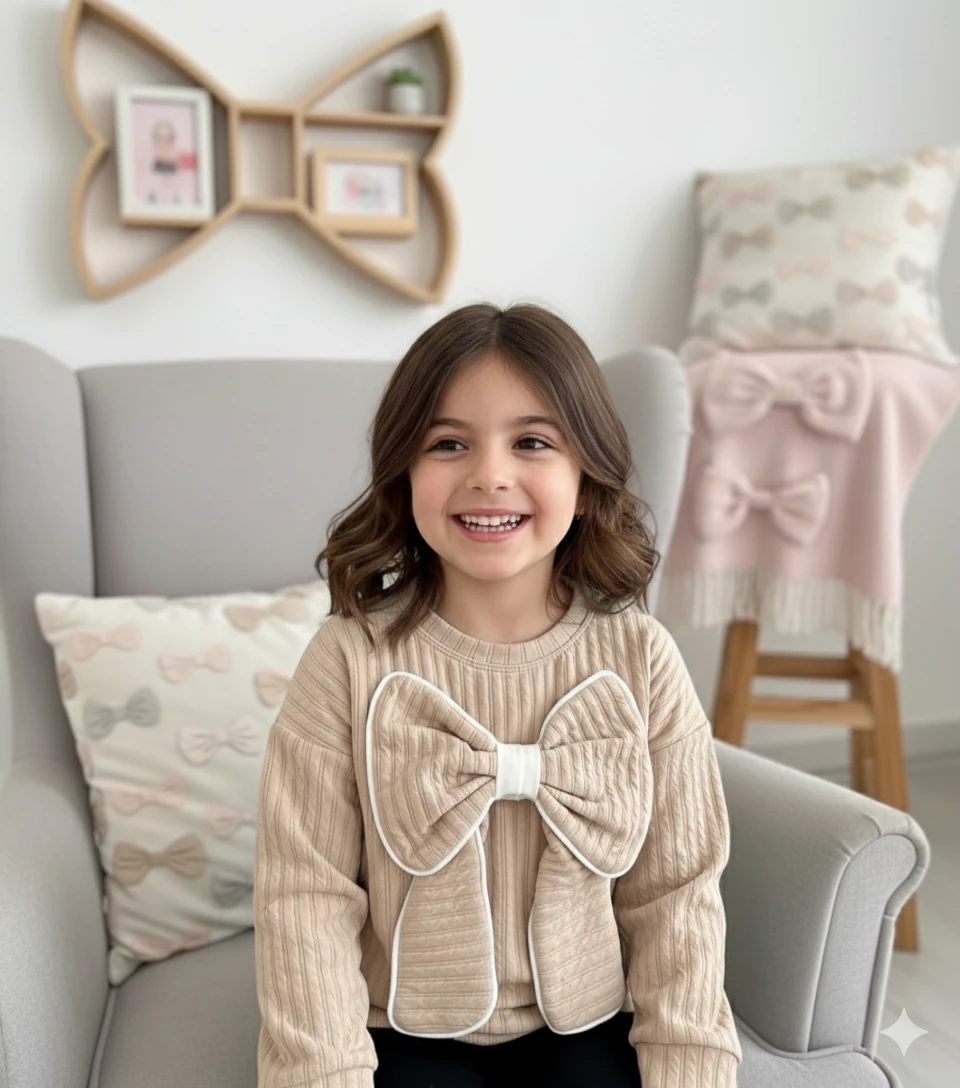 Kız Çocuk Bej Büyük Fiyonk Badi