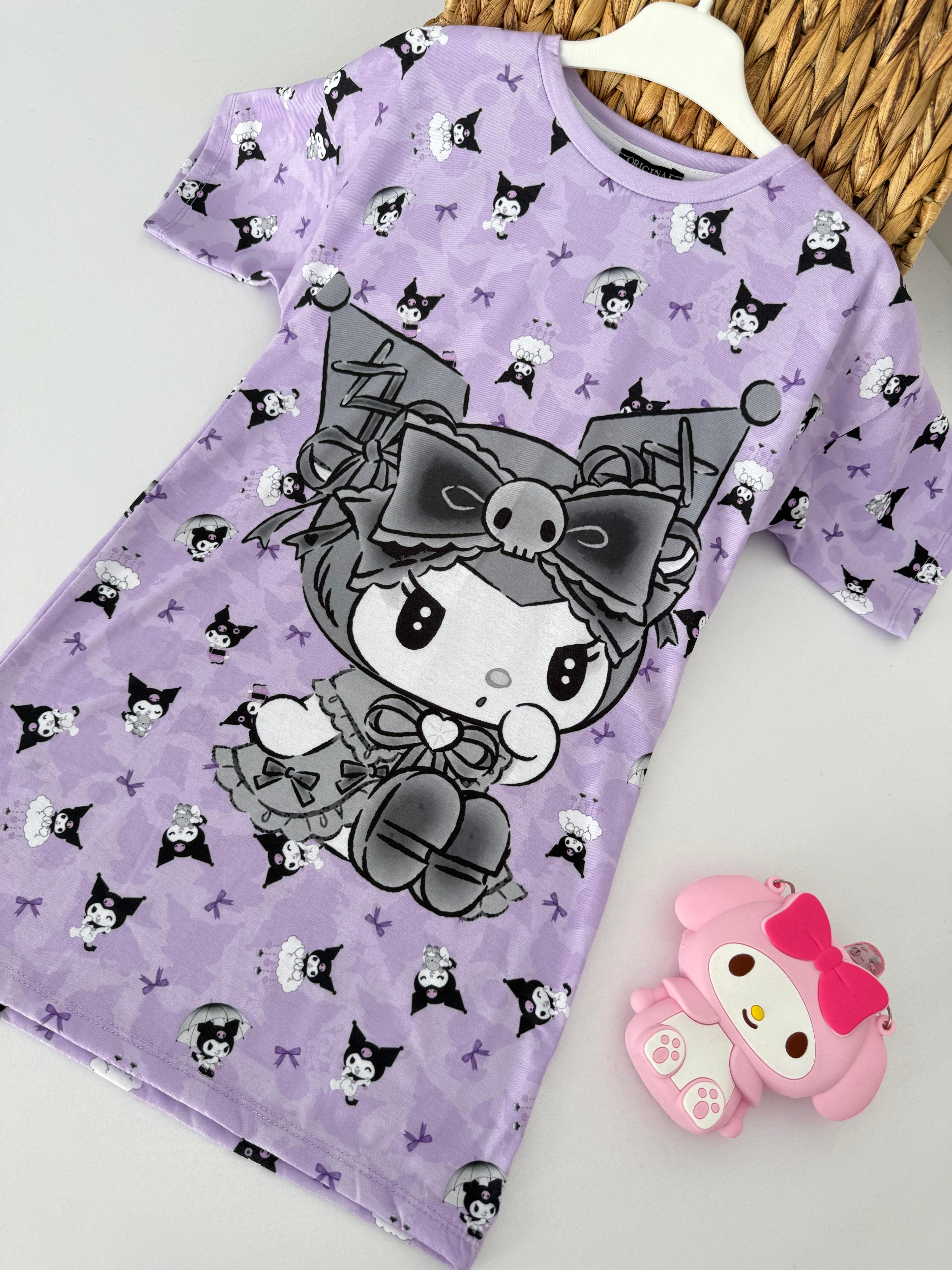 Kız Çocuk Lila Kuromi Tunik Elbise