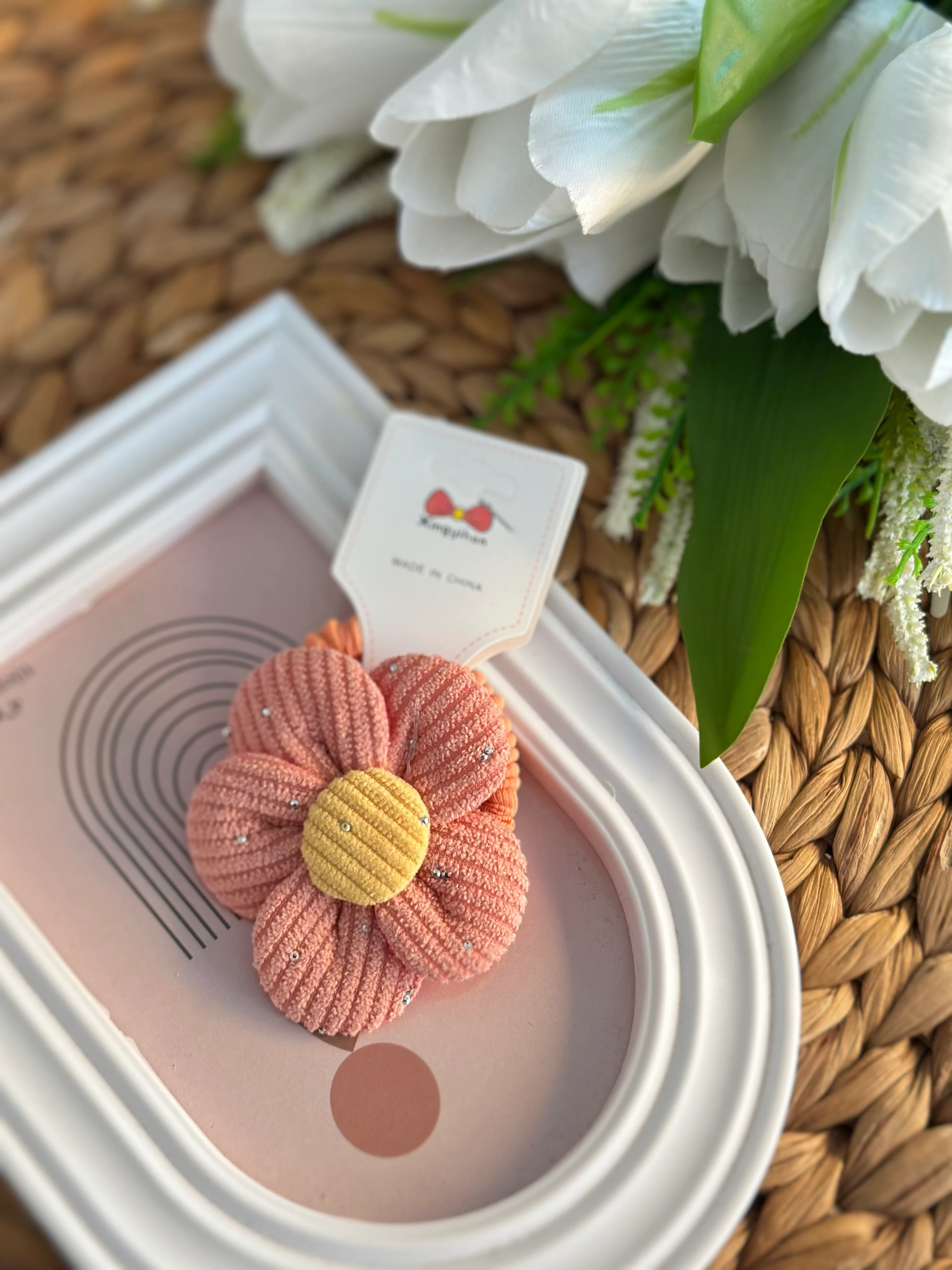 Somon Taşlı Papatya Lastik Toka