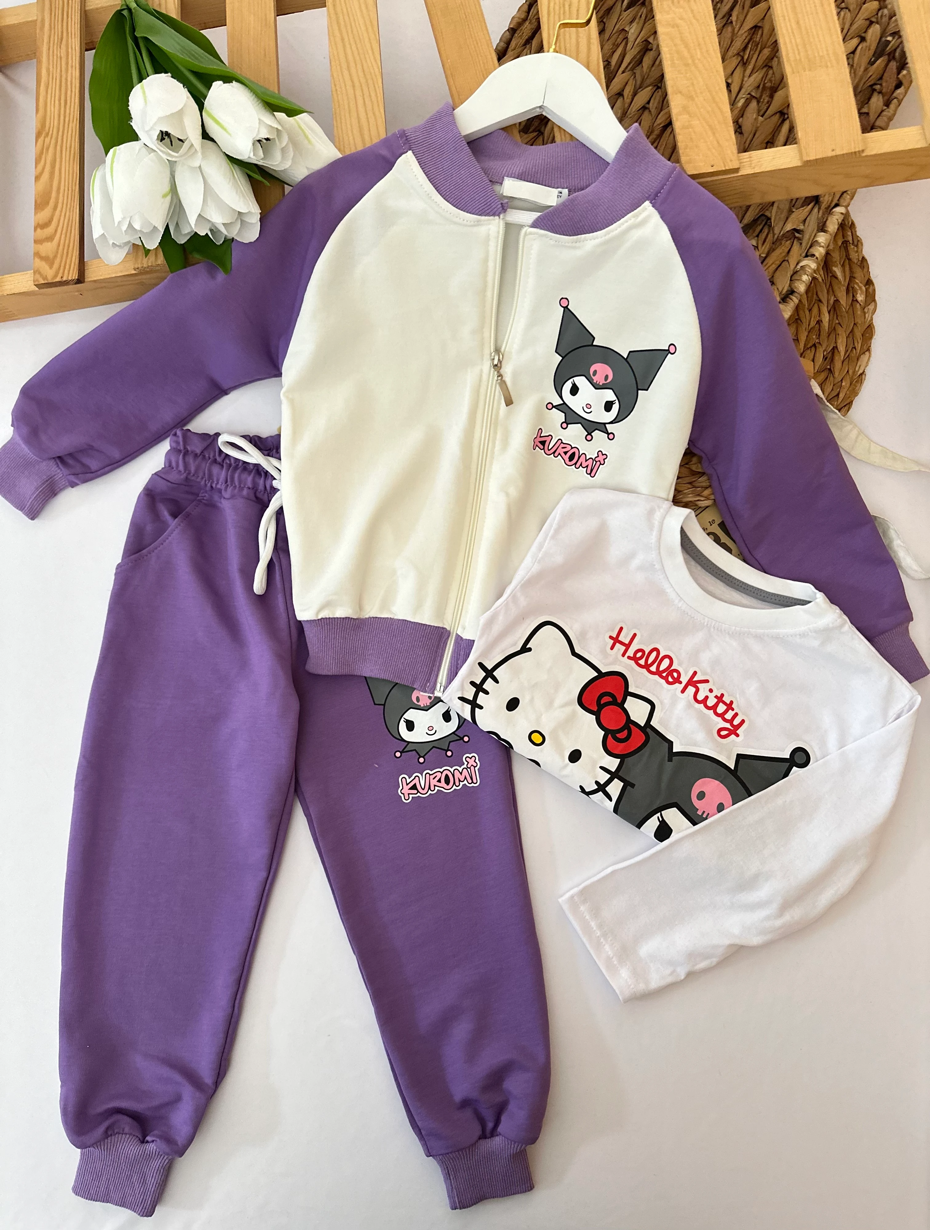 Kız Çocuk Kuromi Mor 3'lü Takım