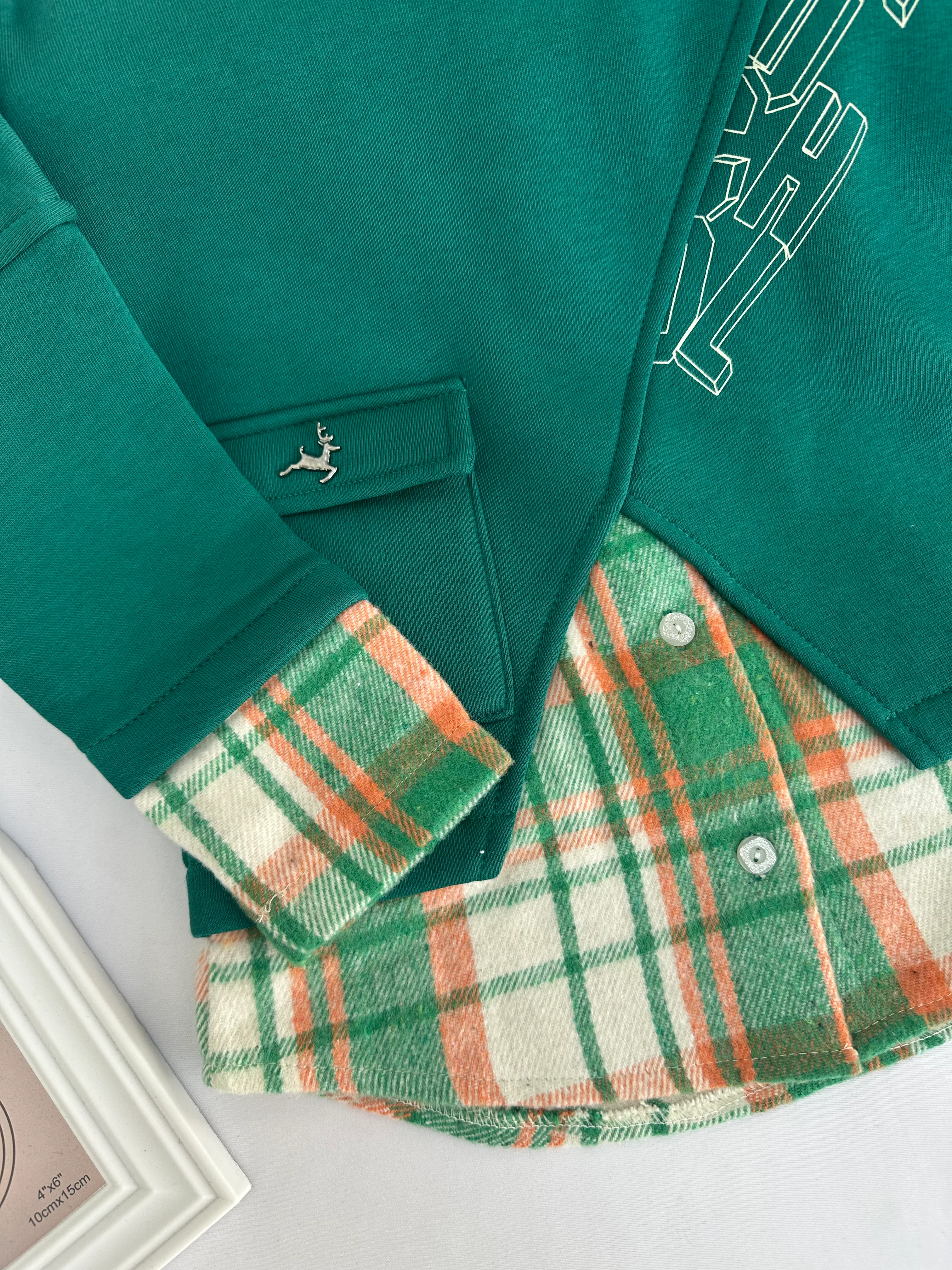 Kız Çocuk Yeşil Gömlek Detaylı Sweat