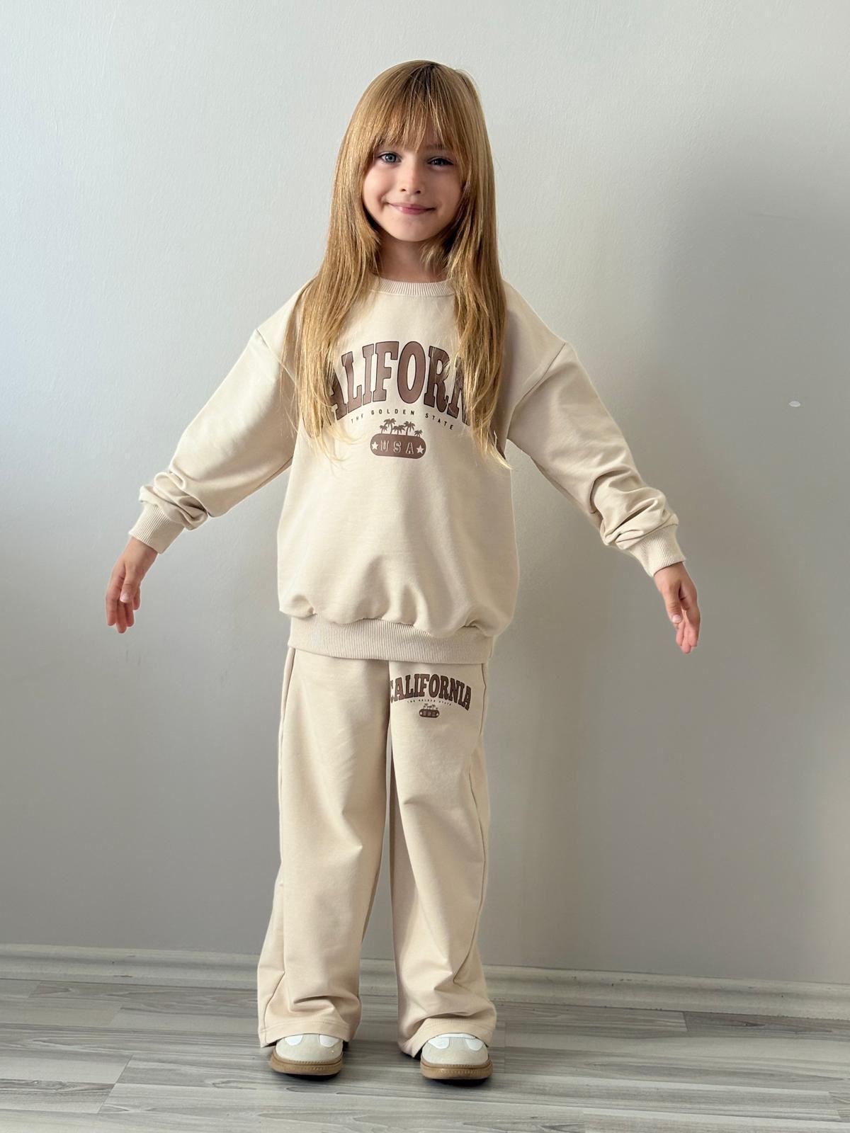 Kız Çocuk Bej California Alt-Üst Takım