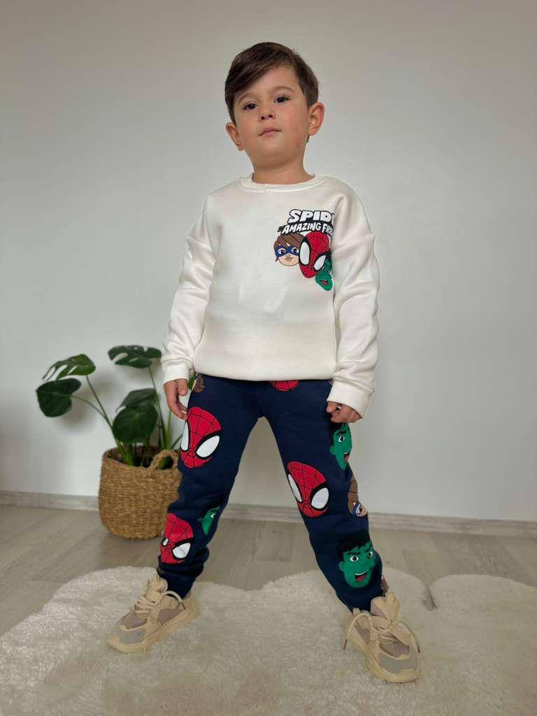 Erkek Çocuk Beyaz Spiderman Takım